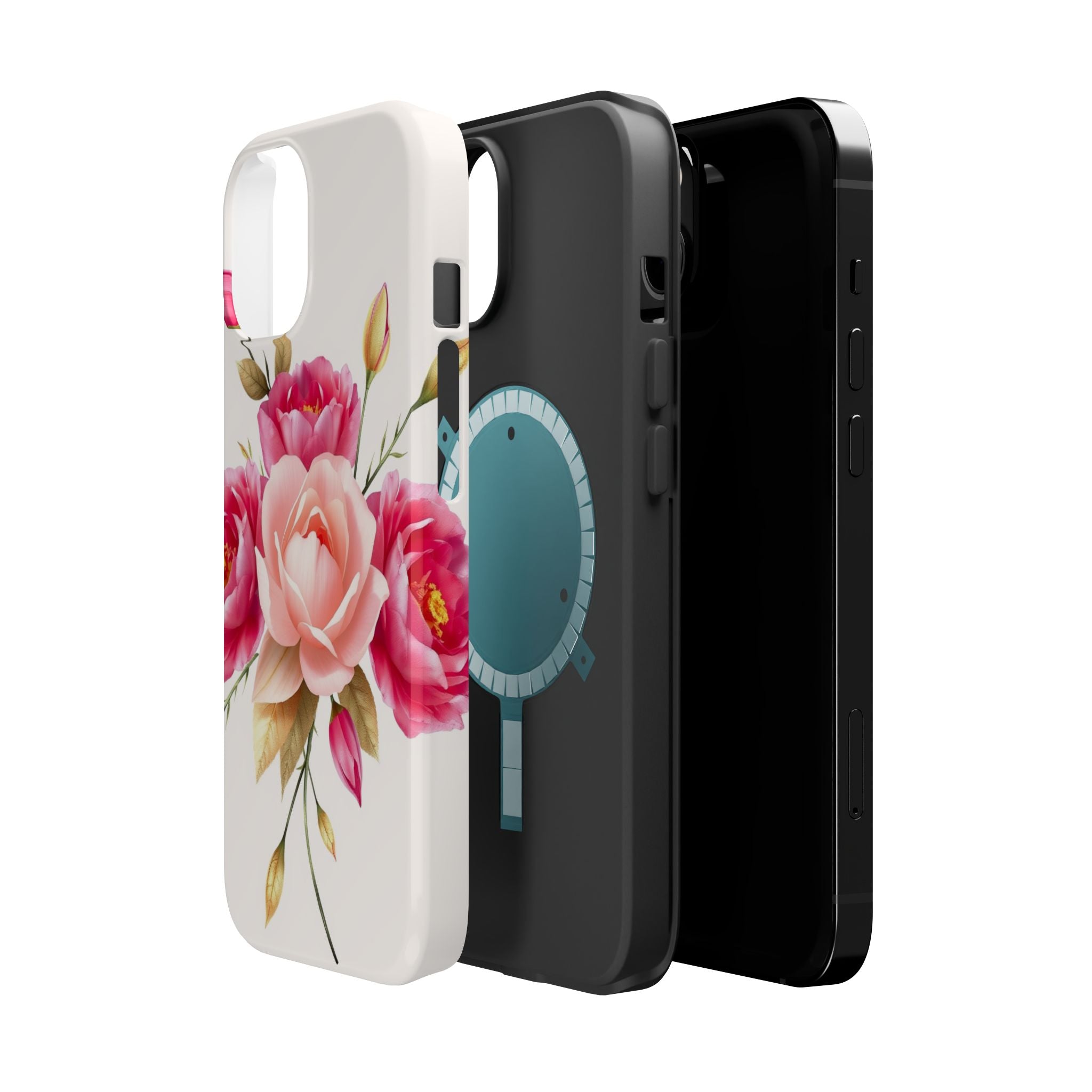 iPhone Rose Pink And Cream Neon Floral Slim Everyday Designer Case · iPhone Case