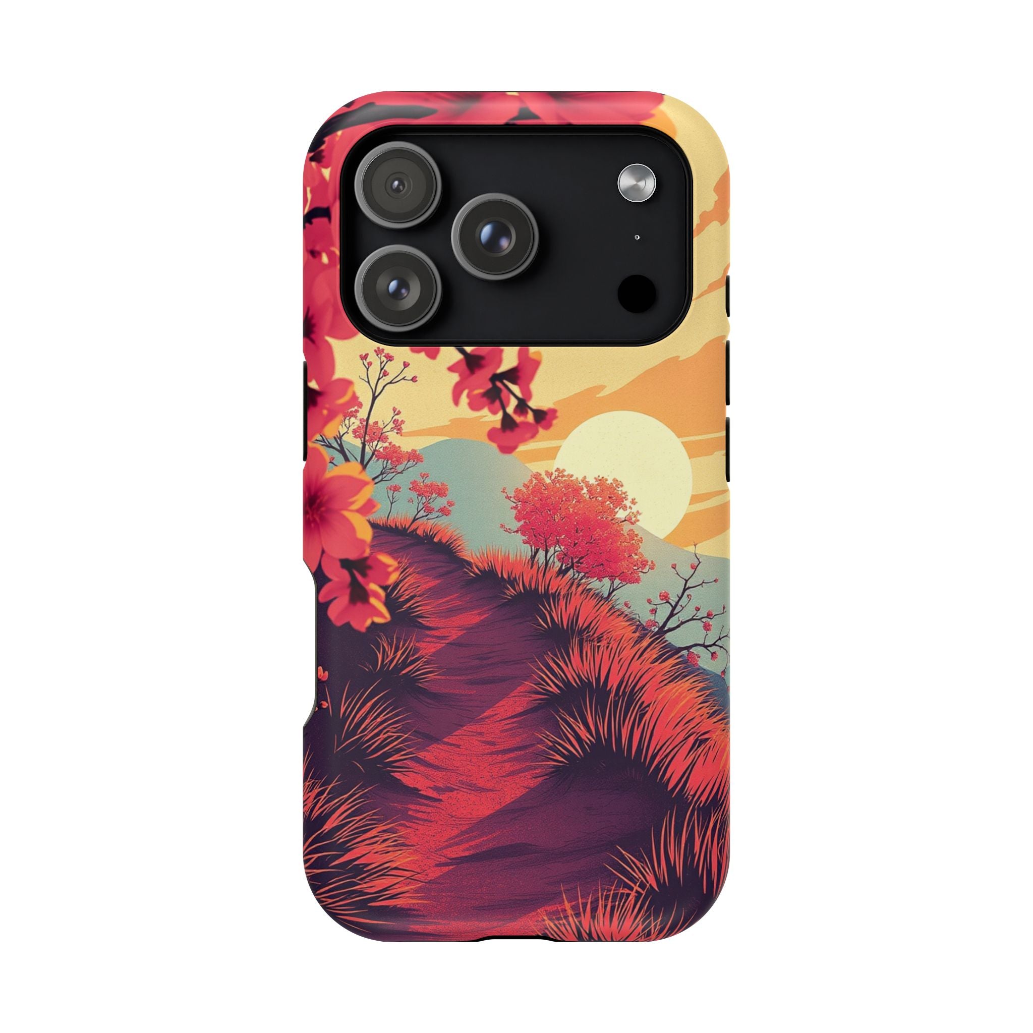 iPhone Sunset Amber And Peach Blossom Trail Soft iPhone 15 Finish · iPhone Case