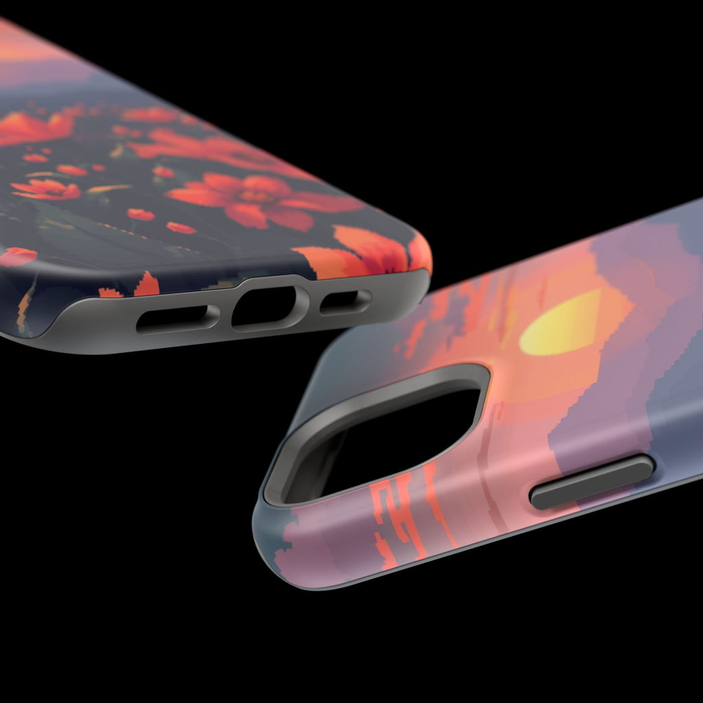 iPhone Sunset Amber And Peach Floral Geometric Soft iPhone Finish · iPhone Case