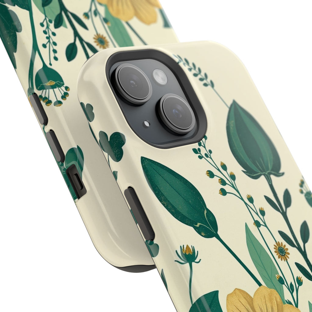 iPhone Emerald Green And Gold Pressed Botanicals Clean iPhone Minimal · iPhone C