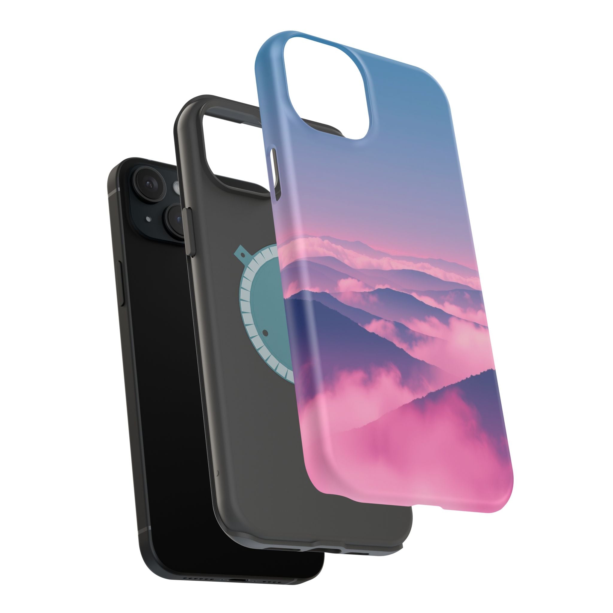 iPhone Dreamy Fog Rolling Over Hills Design Soft iPhone 19 Finish · iPhone Case