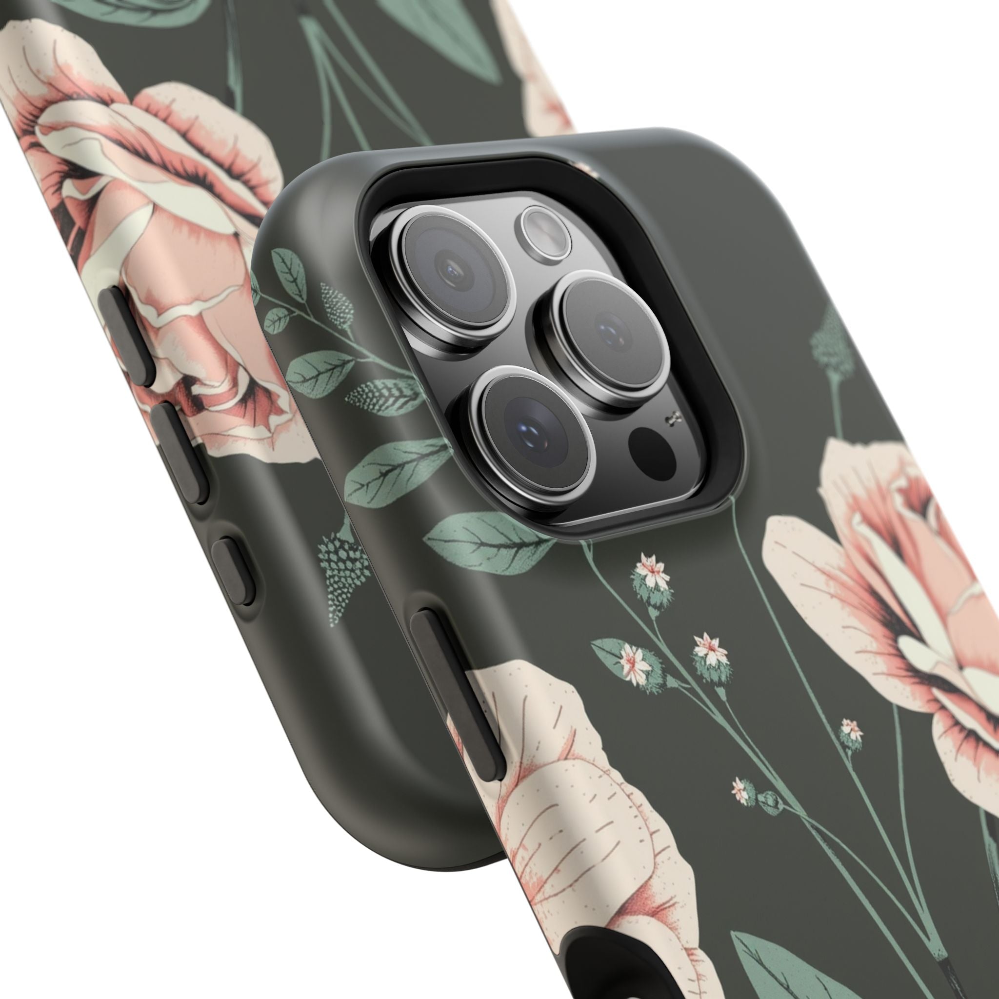 iPhone Mint And Blush Vintage Botanical Print Slim Everyday Designer Case · iPho