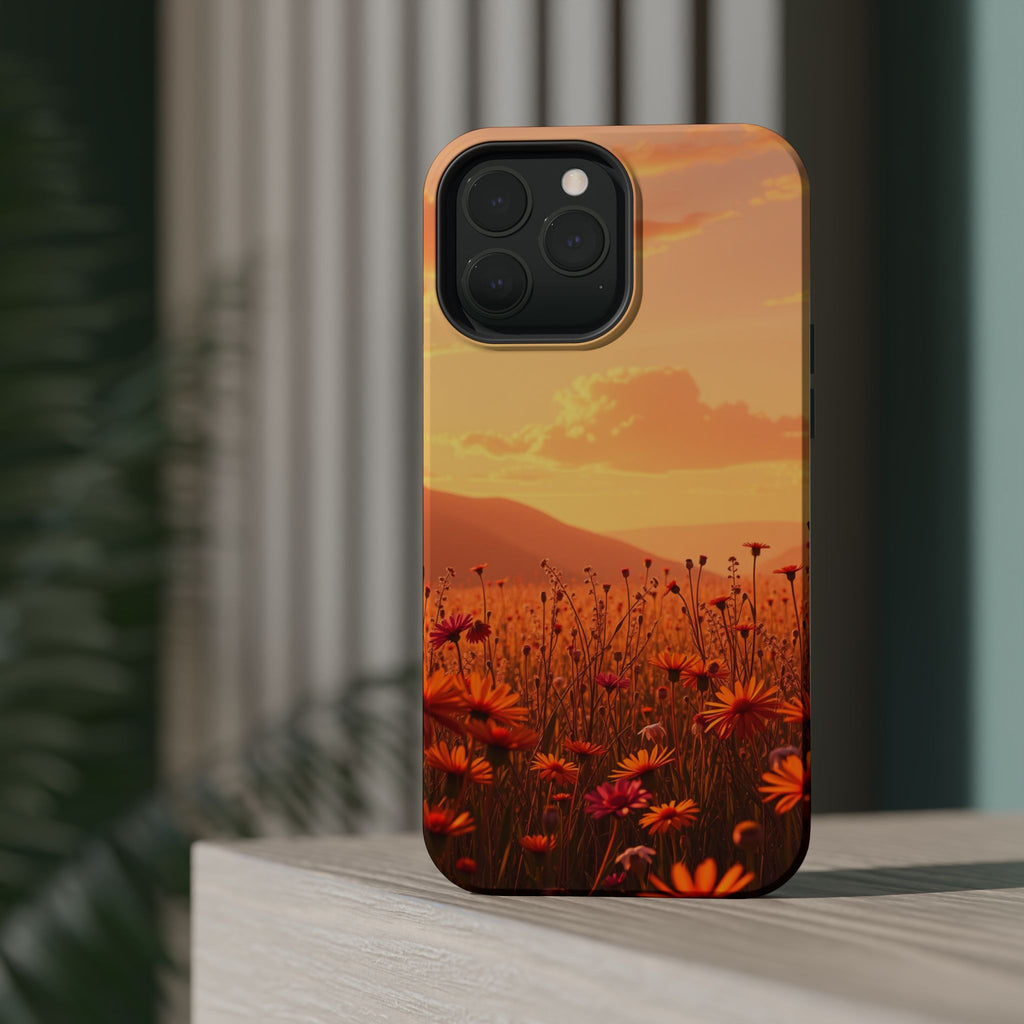iPhone Sunset Amber And Peach Wildflower Field Soft iPhone Finish · iPhone Case