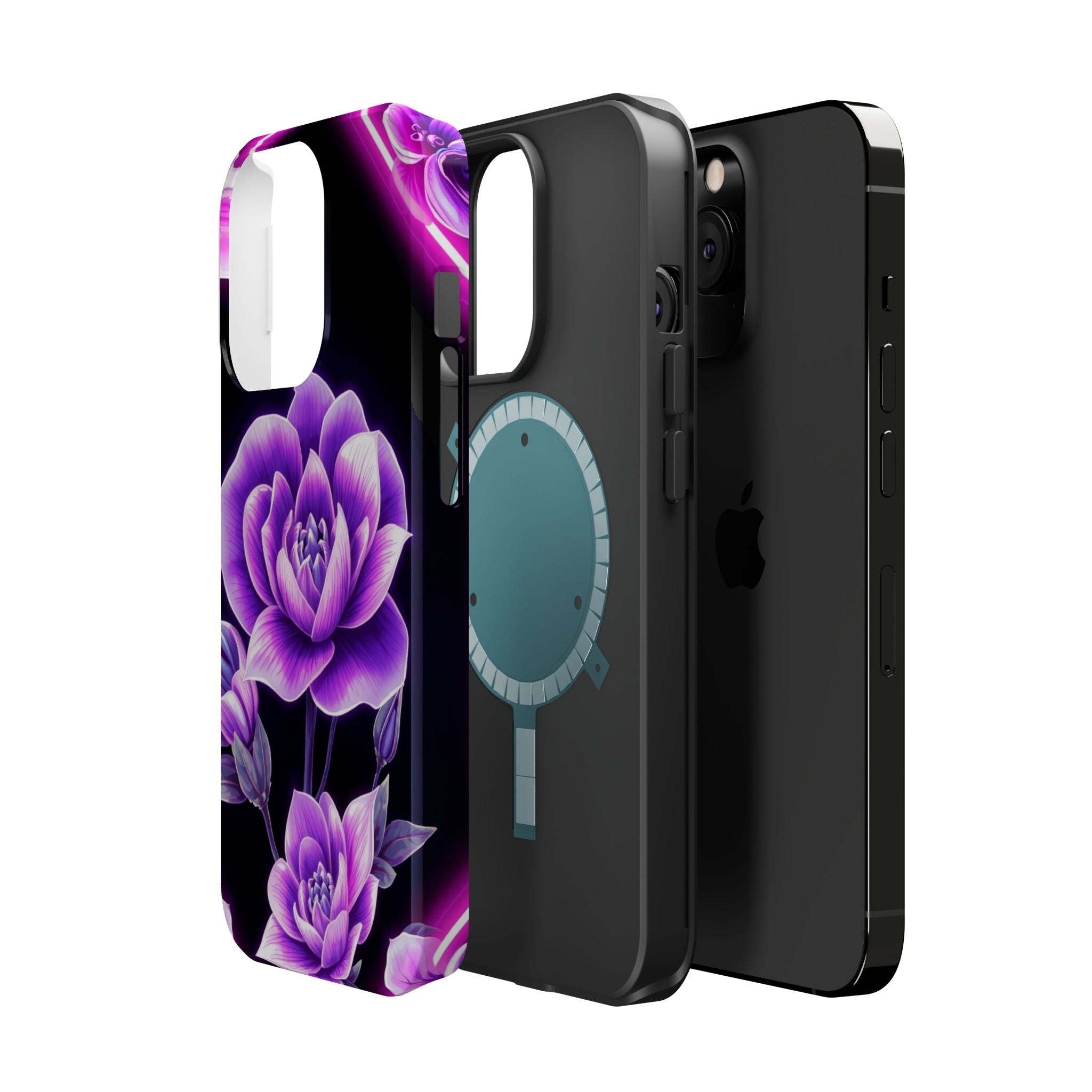 iPhone Floral Ombre Neon Cyberpunk Bold Modern Everyday Snap Case · iPhone Case