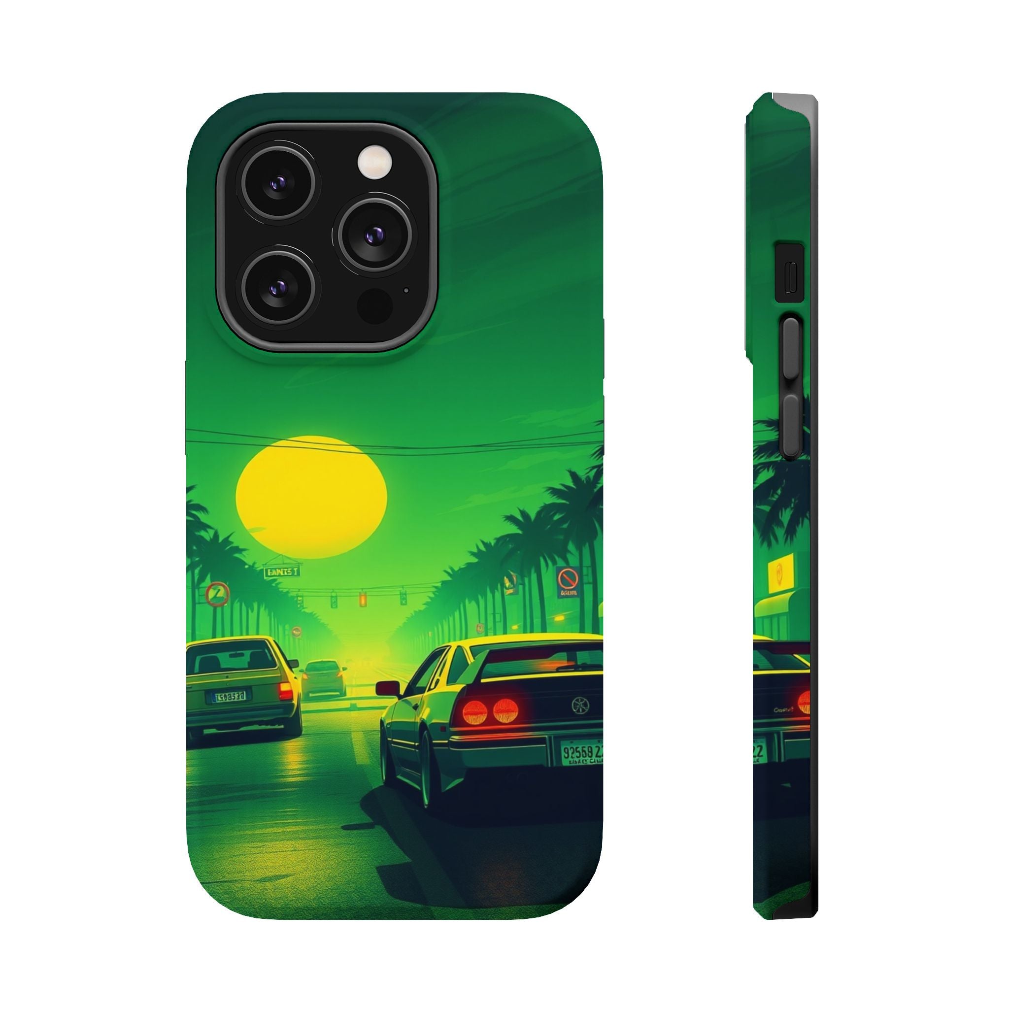 iPhone Dreamy Sunset Drive 80s Design Slim Everyday Designer Case · iPhone Case