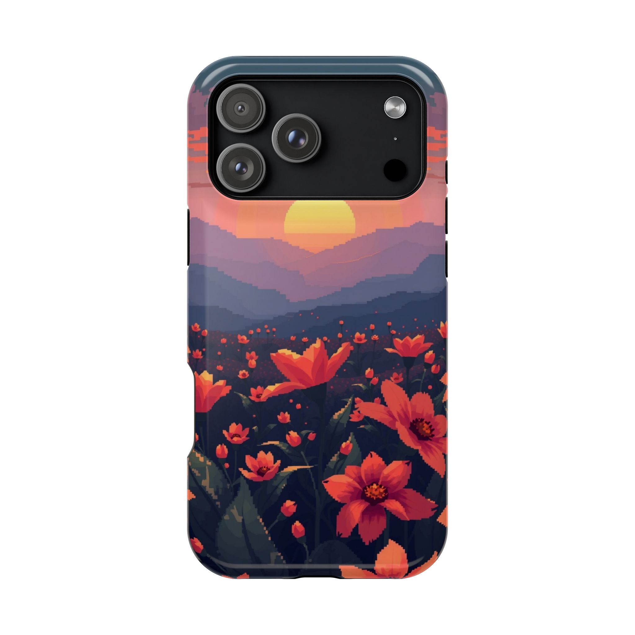 iPhone Sunset Amber And Peach Floral Geometric Soft iPhone Finish · iPhone Case