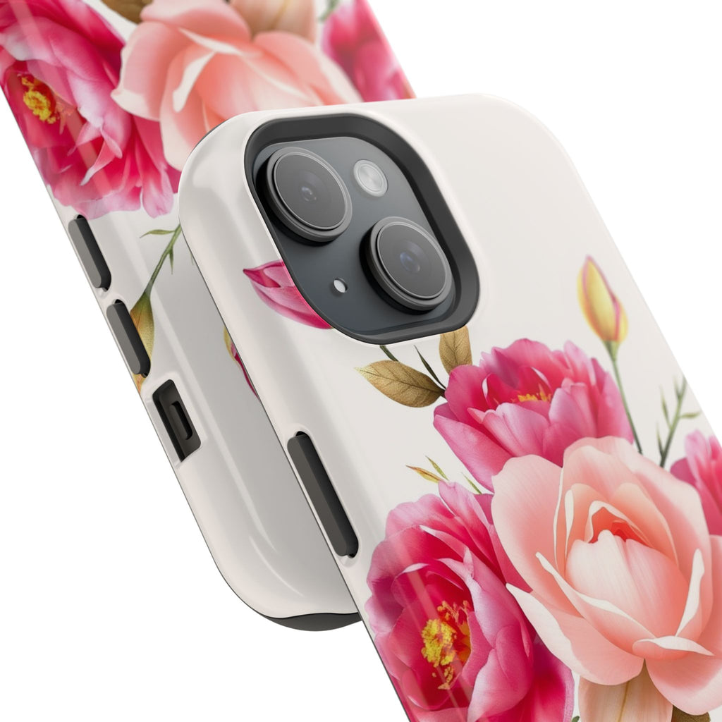 iPhone Rose Pink And Cream Neon Floral Slim Everyday Designer Case · iPhone Case