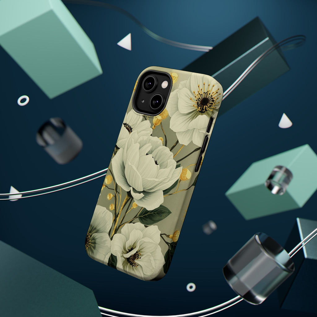 iPhone Sage And Ivory Floral Ink Wash Slim Everyday iPhone 14 Designer · iPhone
