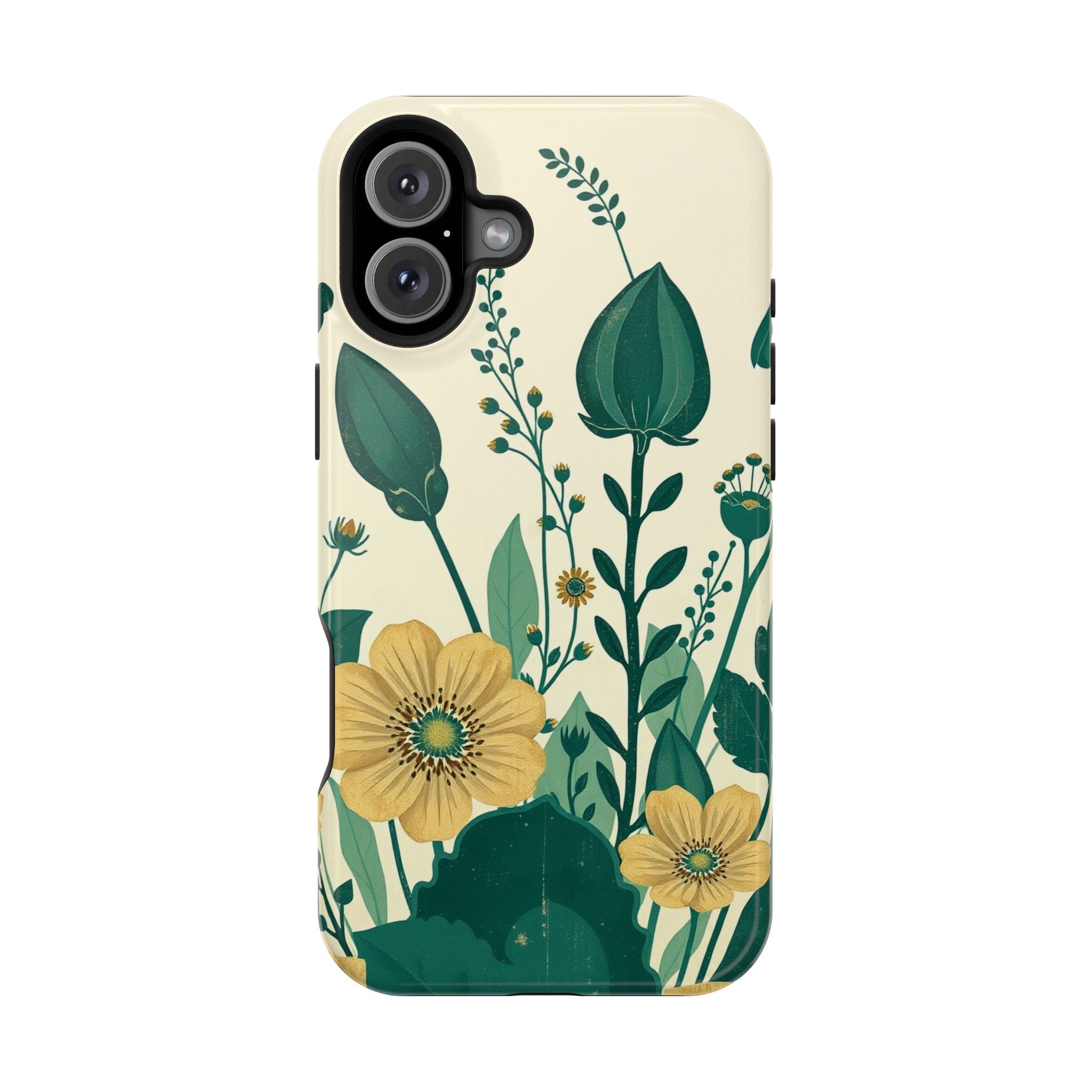 iPhone Emerald Green And Gold Pressed Botanicals Clean iPhone Minimal · iPhone C