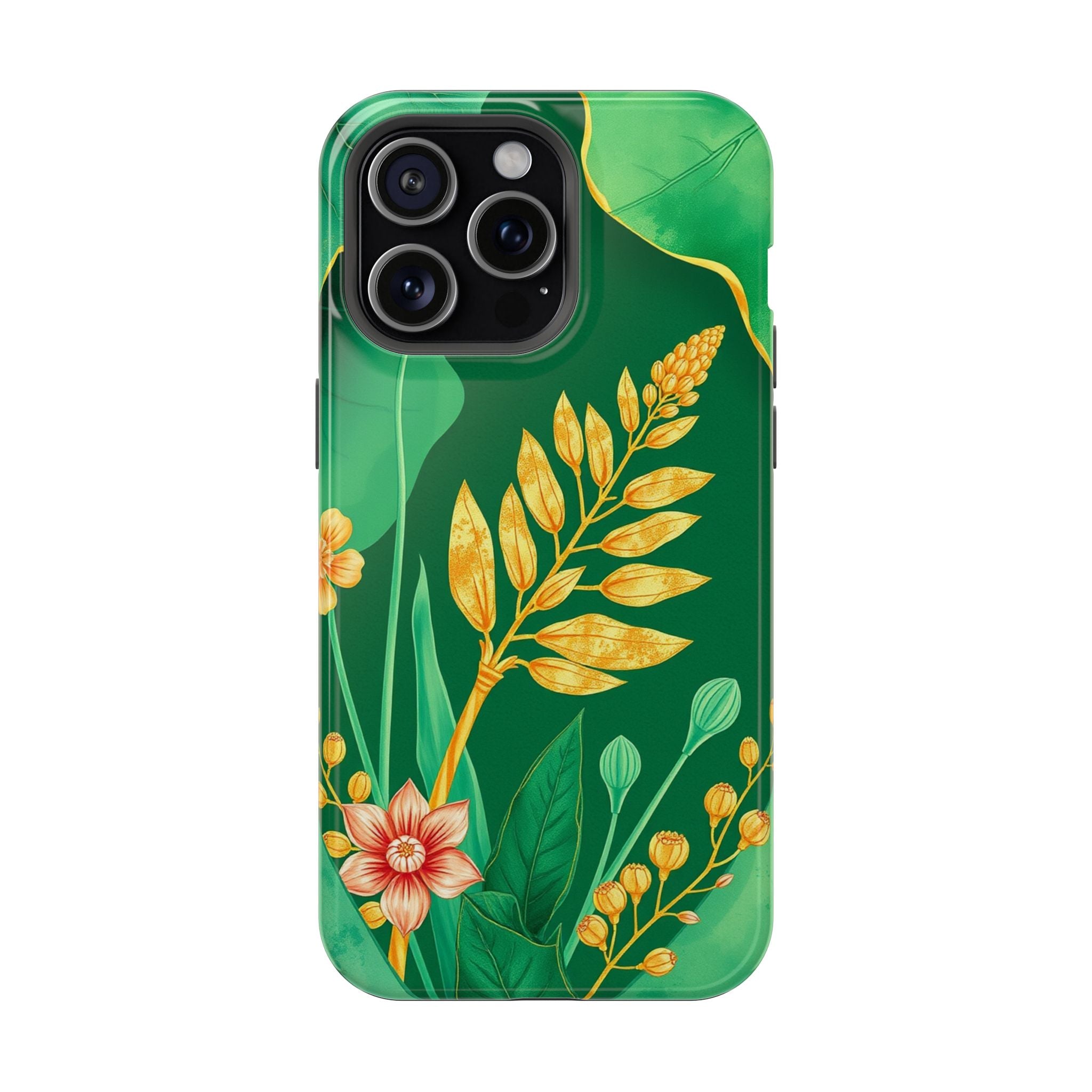 iPhone Emerald Green And Gold Botanical Illustration Ga Slim Snap Case · iPhone
