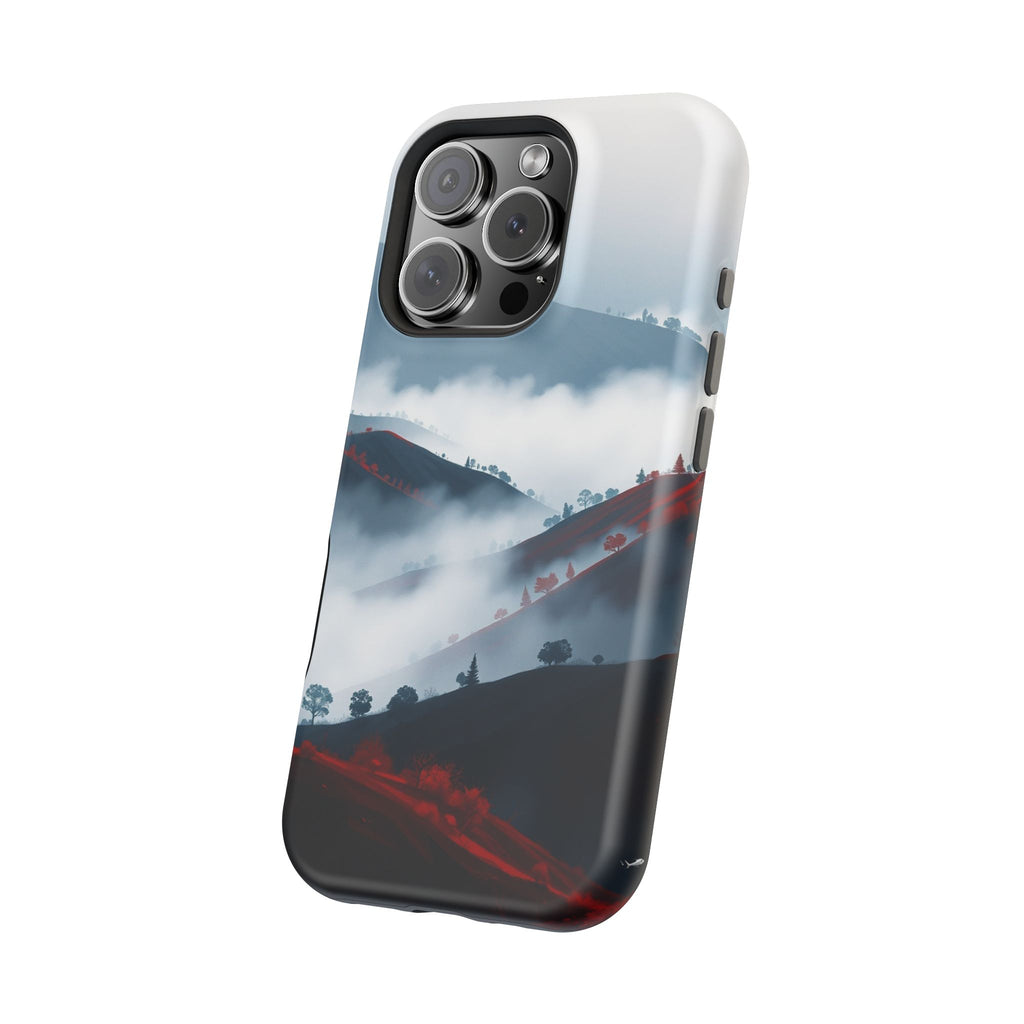 iPhone Black And Crimson Fog Rolling Over Hills Soft iPhone Finish · iPhone Case