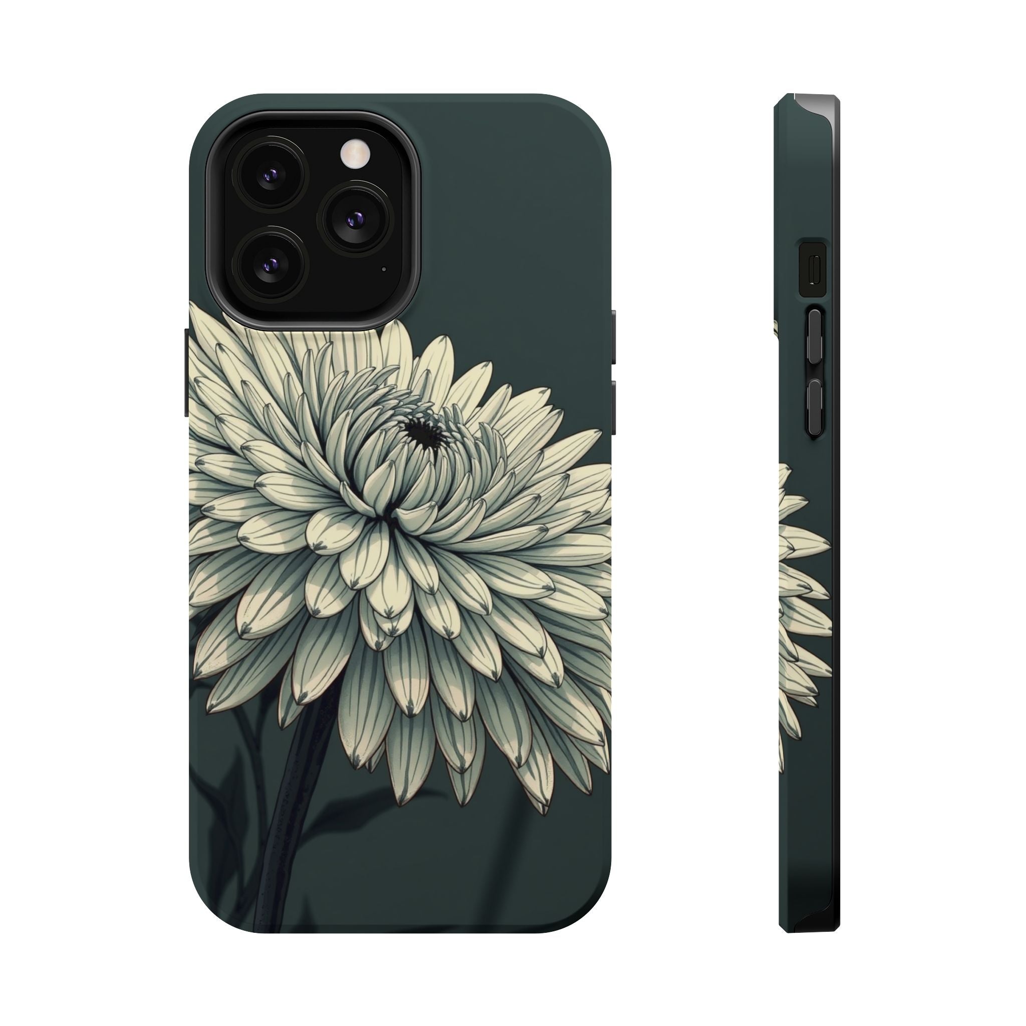 iPhone Chrysanthemum Classic Dark Gothic Ink Carry Case Slim Snap Case · iPhone