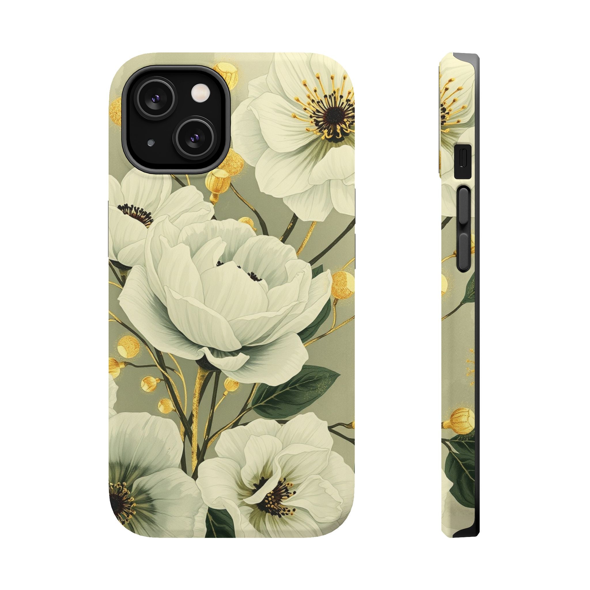 iPhone Sage And Ivory Floral Ink Wash Slim Everyday iPhone 14 Designer · iPhone