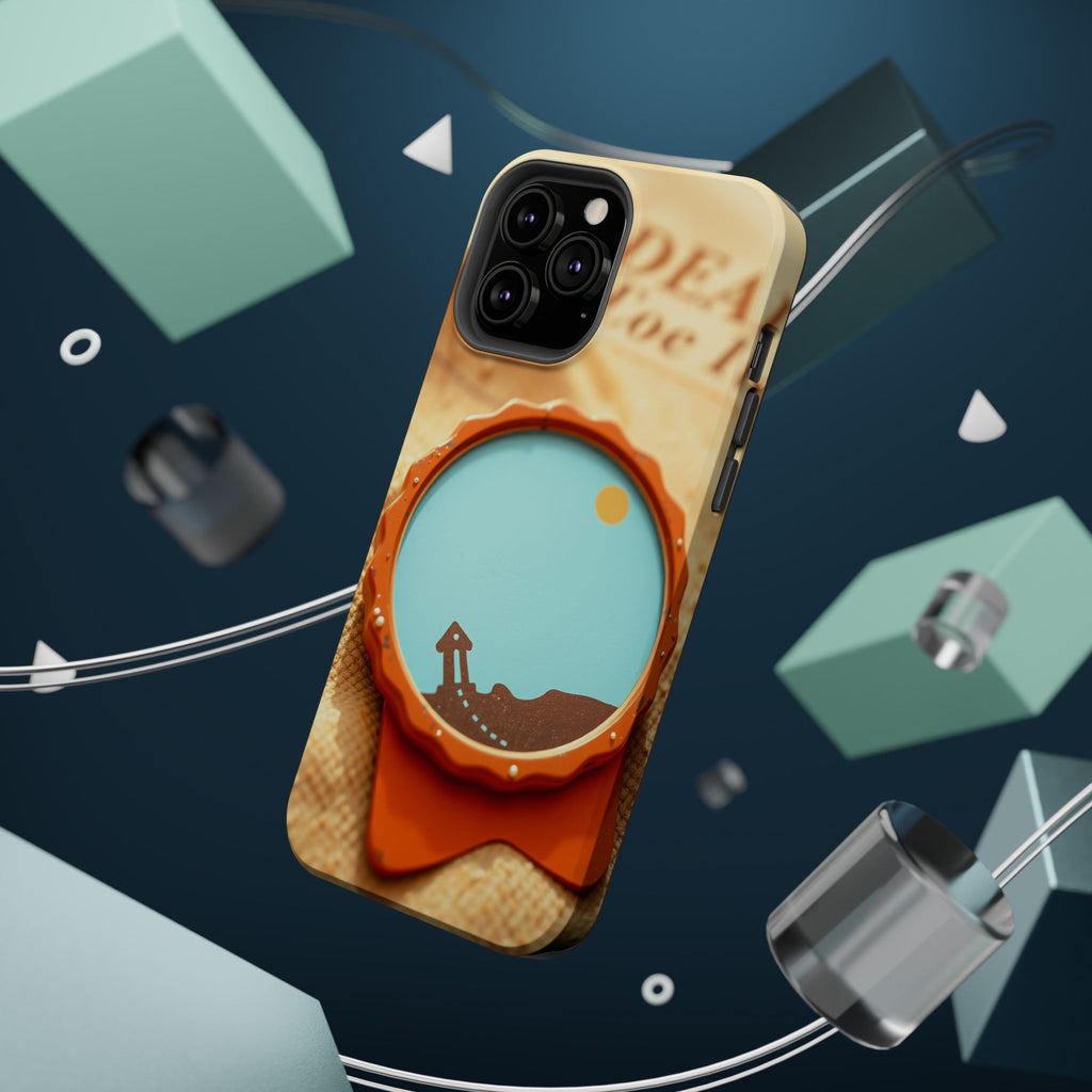 iPhone Burnt Orange And Sand Retro Travel Badge Soft Finish Everyday Case · iPho