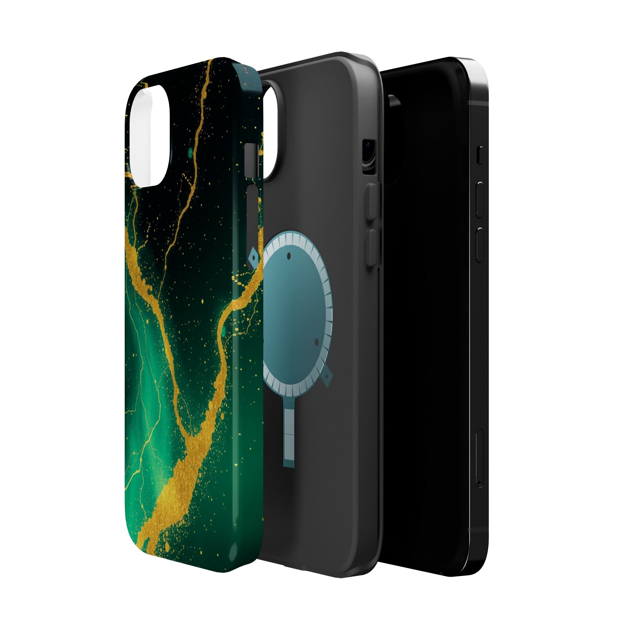 iPhone Emerald Green And Gold Petal Storm Slim iPhone Everyday Designer · iPhone