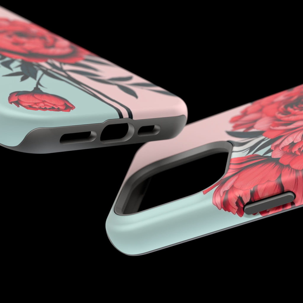 iPhone Teal And Coral Peony Bouquet Artistic Everyday Cas Slim Snap Case · iPhon