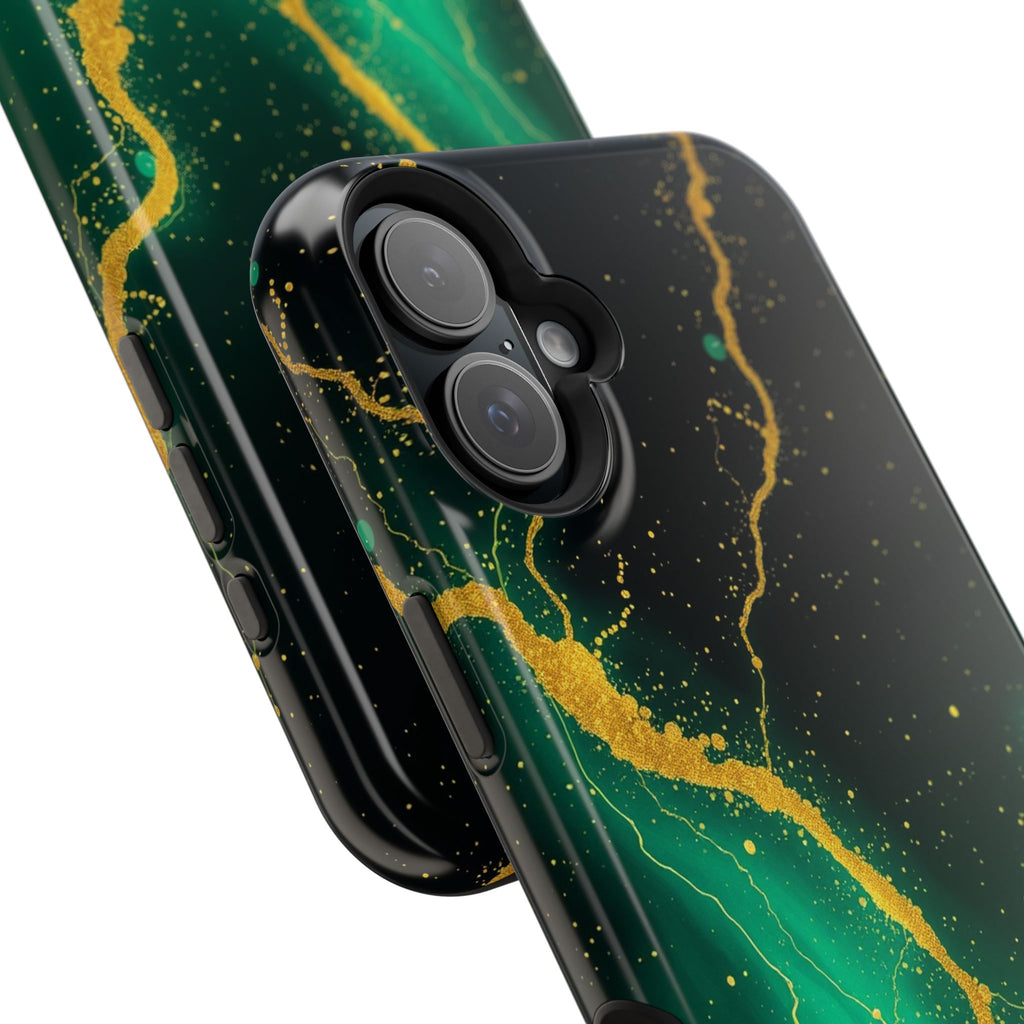 iPhone Emerald Green And Gold Petal Storm Slim iPhone Everyday Designer · iPhone