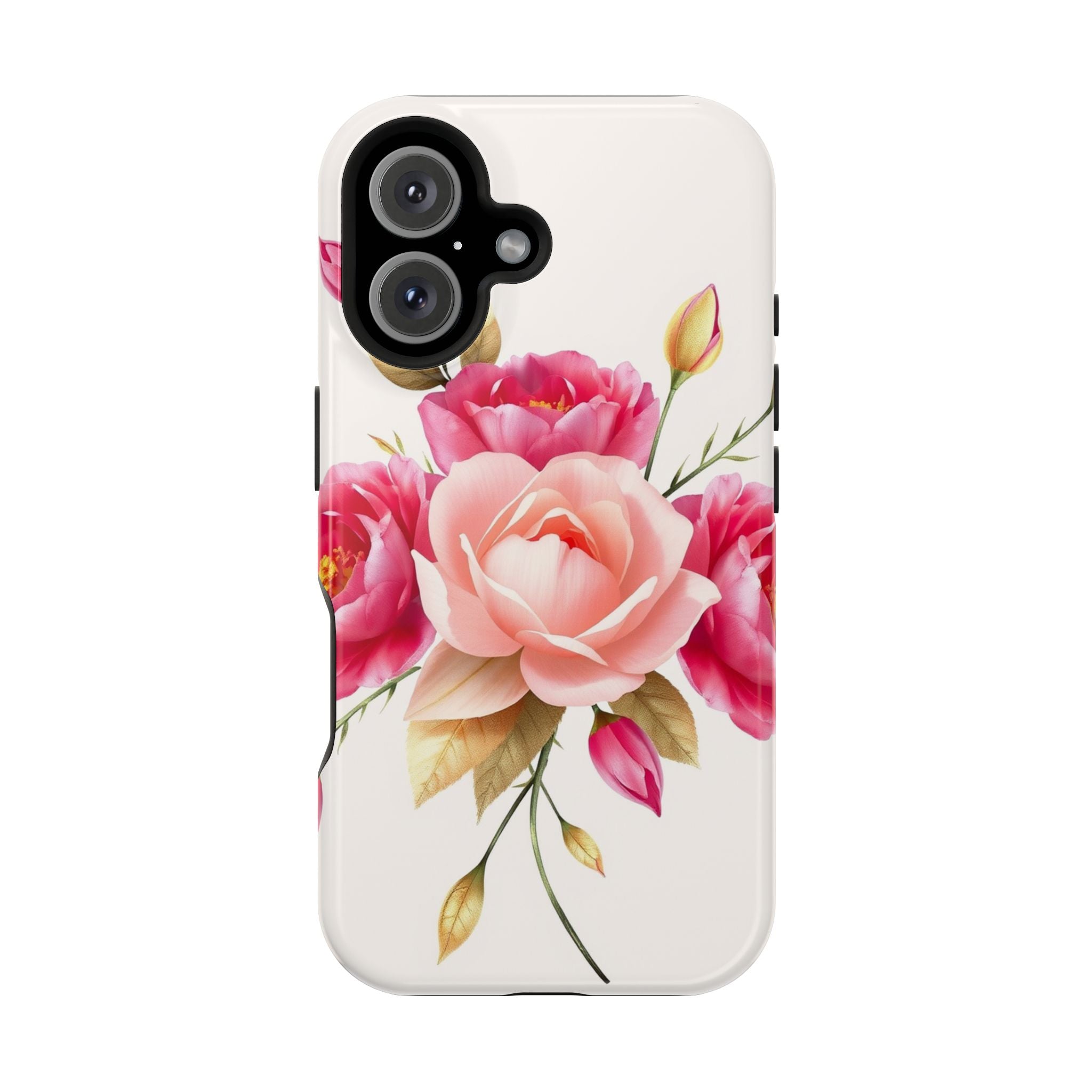 iPhone Rose Pink And Cream Neon Floral Slim Everyday Designer Case · iPhone Case