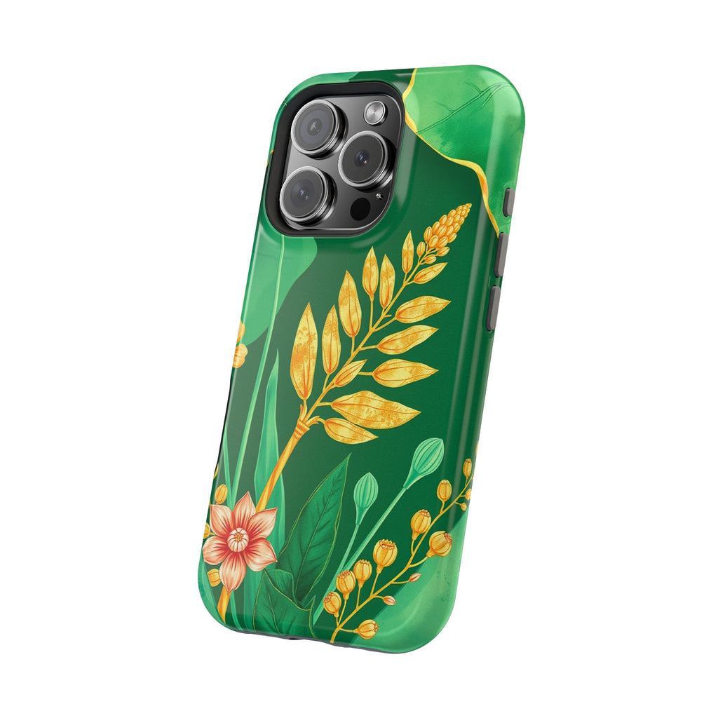 iPhone Emerald Green And Gold Botanical Illustration Ga Slim Snap Case · iPhone