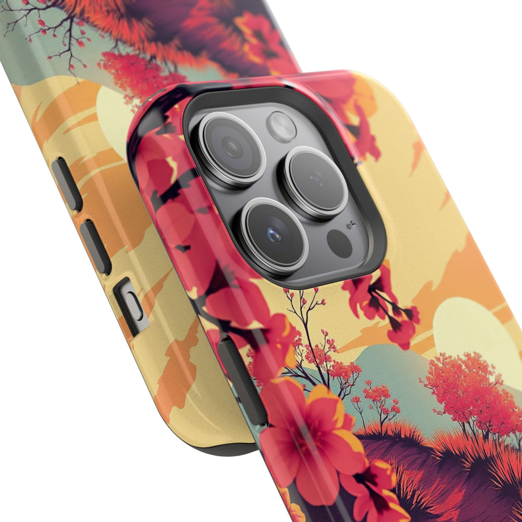 iPhone Sunset Amber And Peach Blossom Trail Soft iPhone 15 Finish · iPhone Case