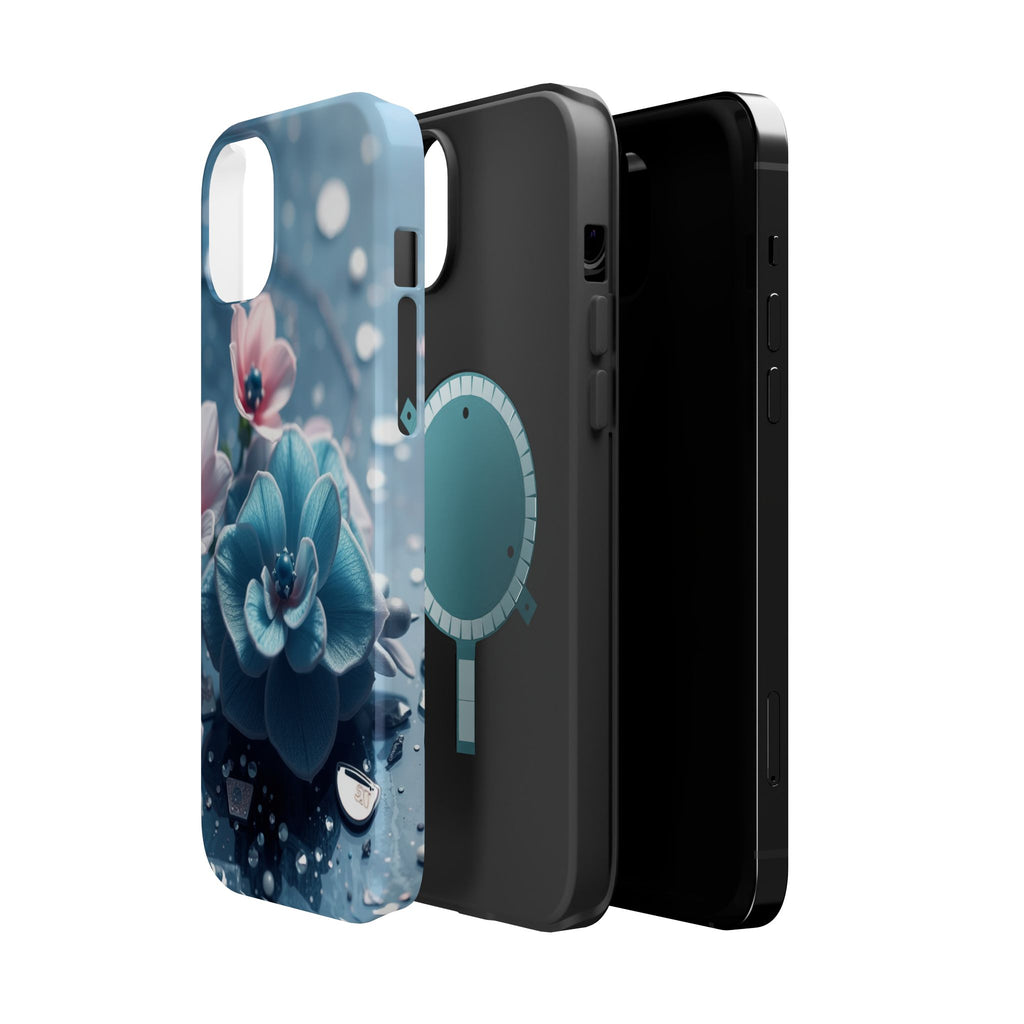 iPhone Midnight Blue And Silver Floral Terrazzo Soft iPhone Finish · iPhone Case