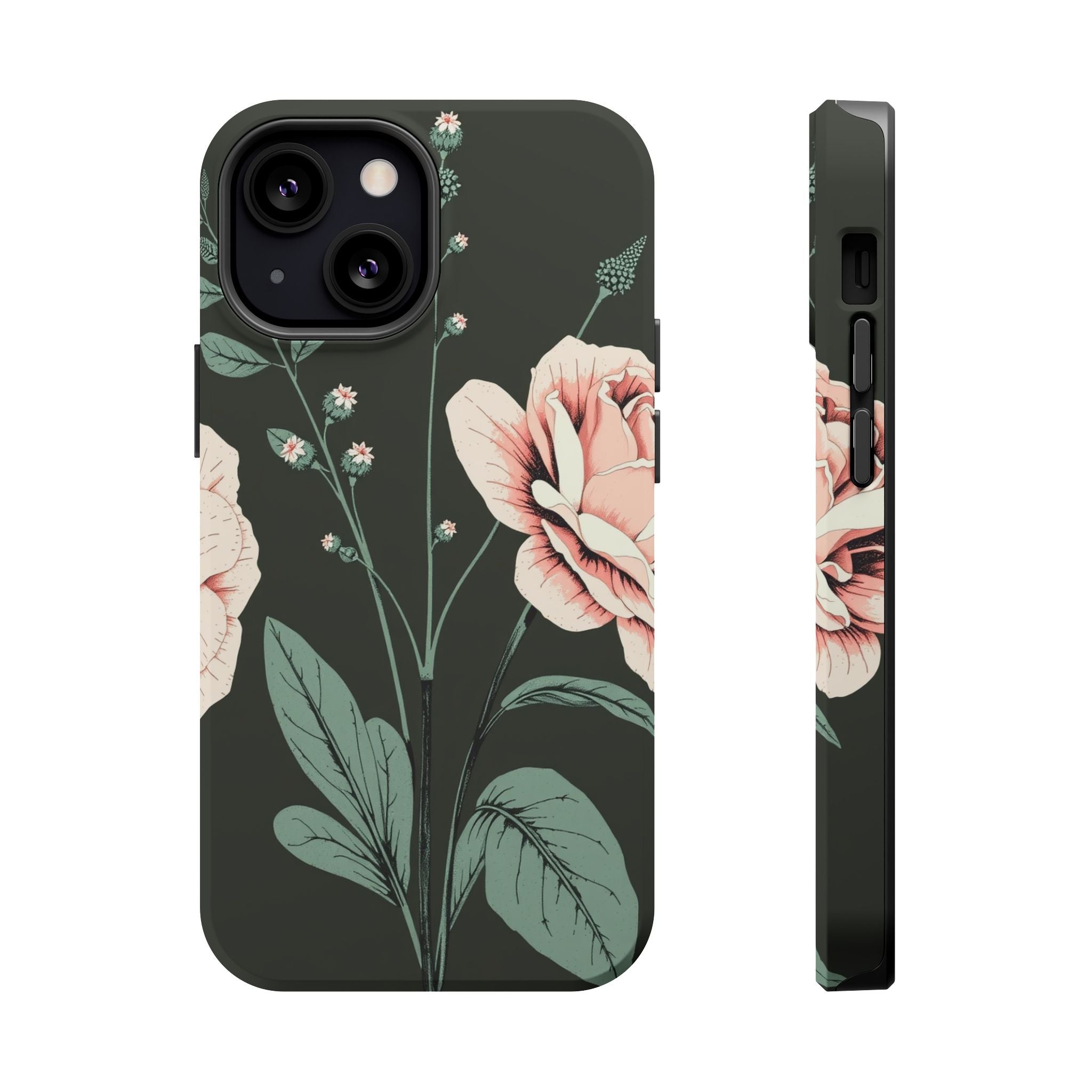 iPhone Mint And Blush Vintage Botanical Print Slim Everyday Designer Case · iPho