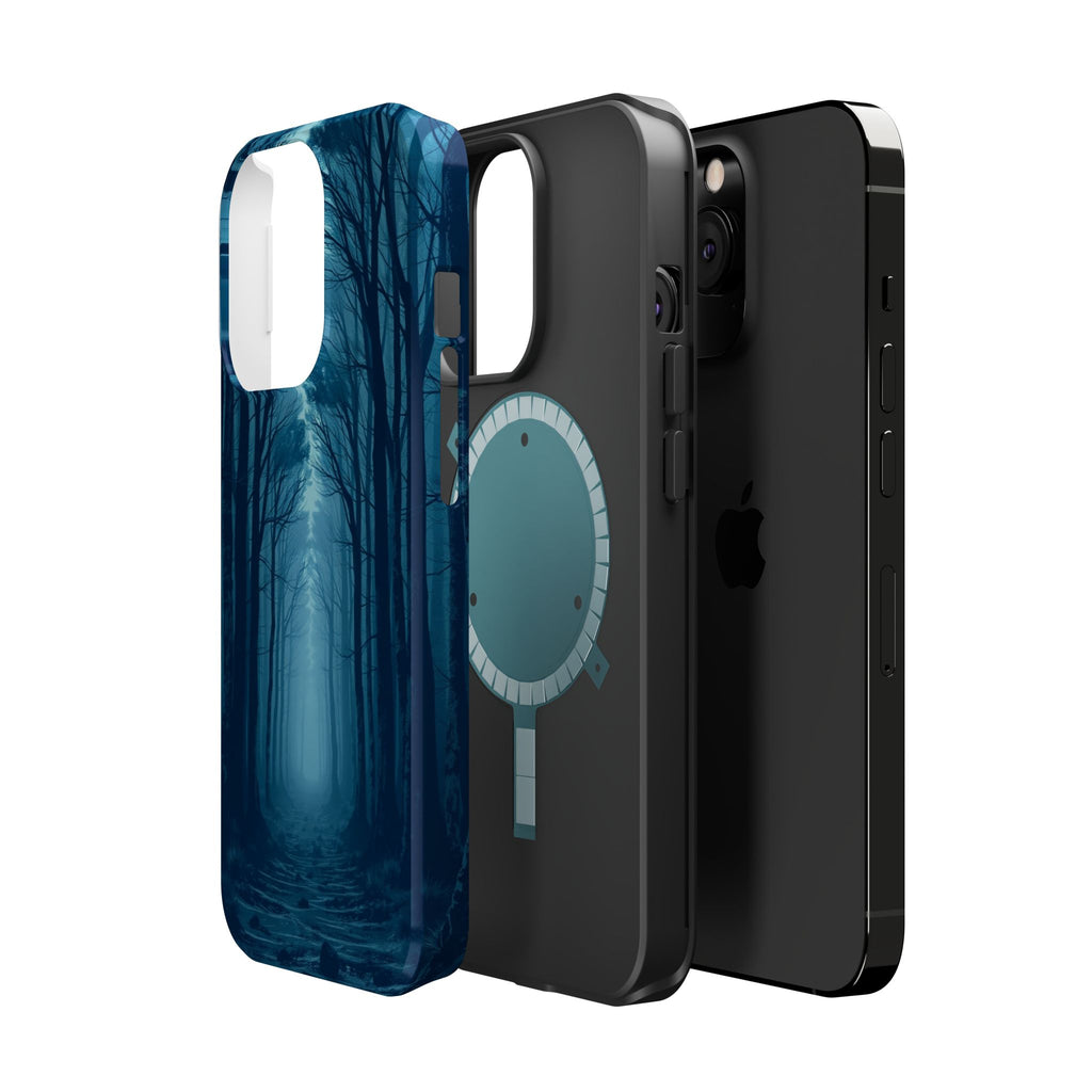 iPhone Midnight Blue And Silver Misty Forest Path iPhone Clean Minimal · iPhone