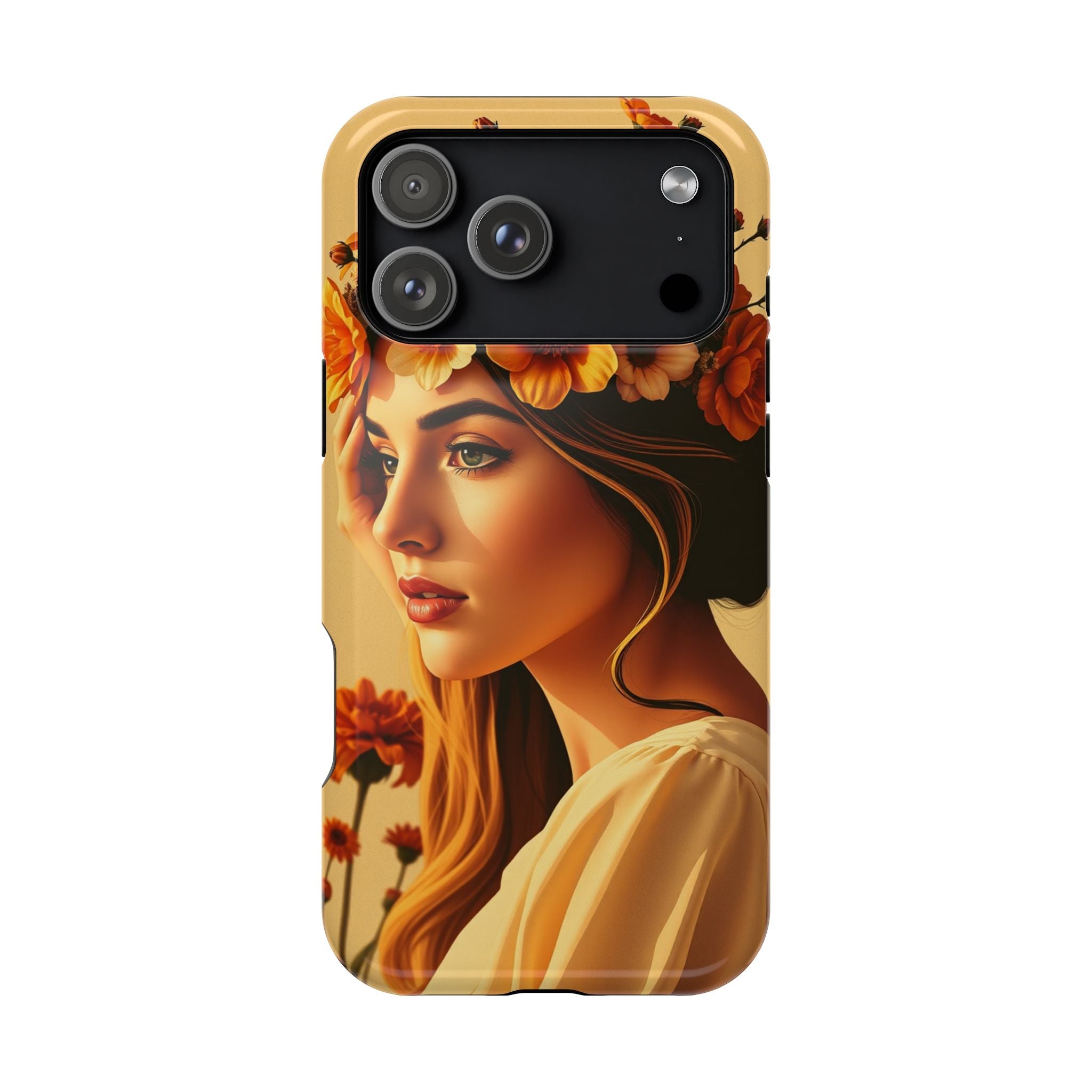 iPhone Mustard And Rust Floral Crown Slim Everyday Designer Case · iPhone Case