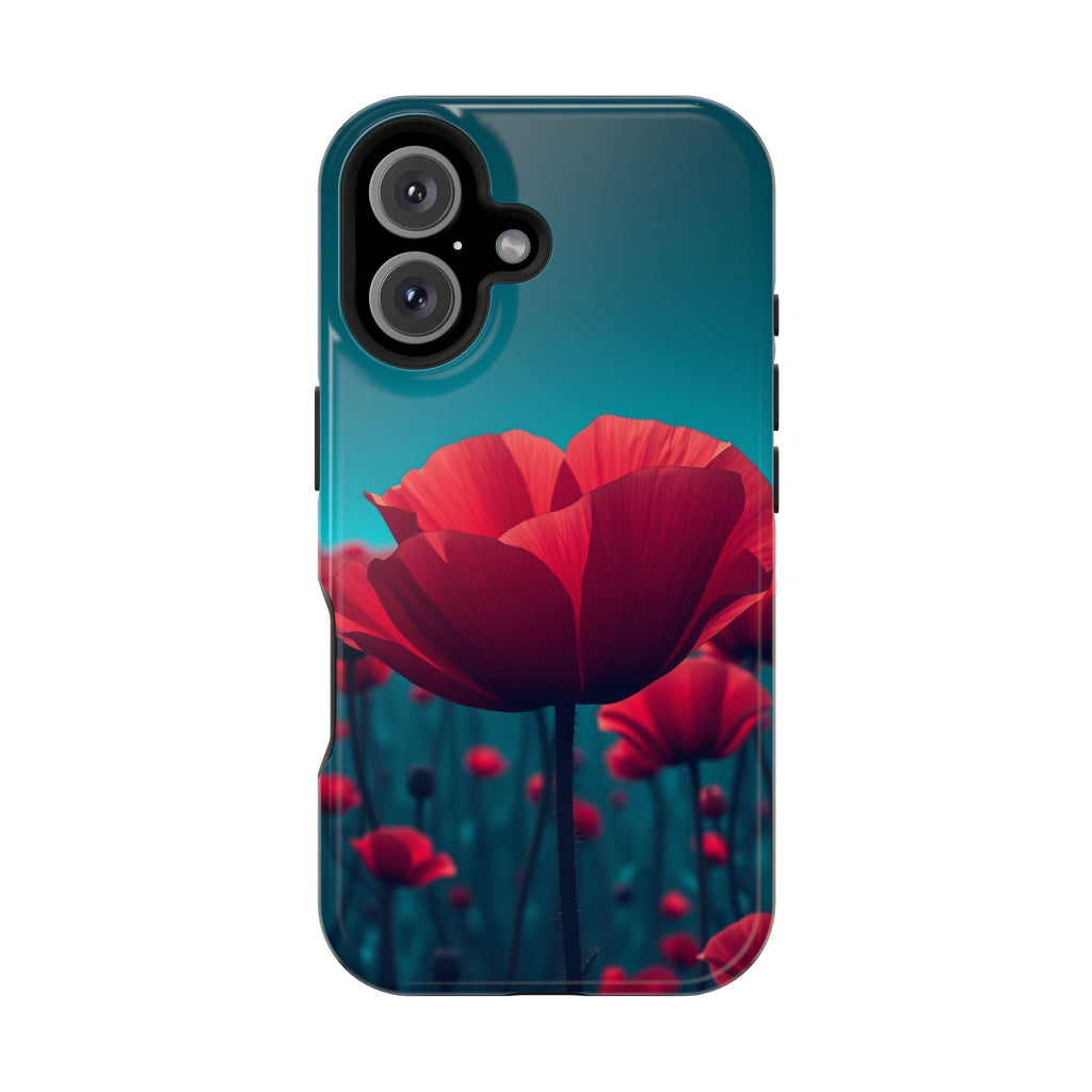 iPhone Teal And Coral Poppy Field Bold Modern Everyday Snap Case · iPhone Case