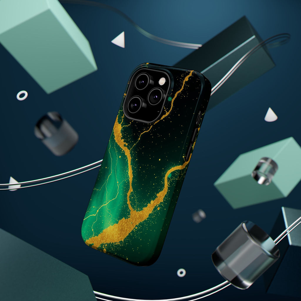 iPhone Emerald Green And Gold Petal Storm Slim iPhone Everyday Designer · iPhone