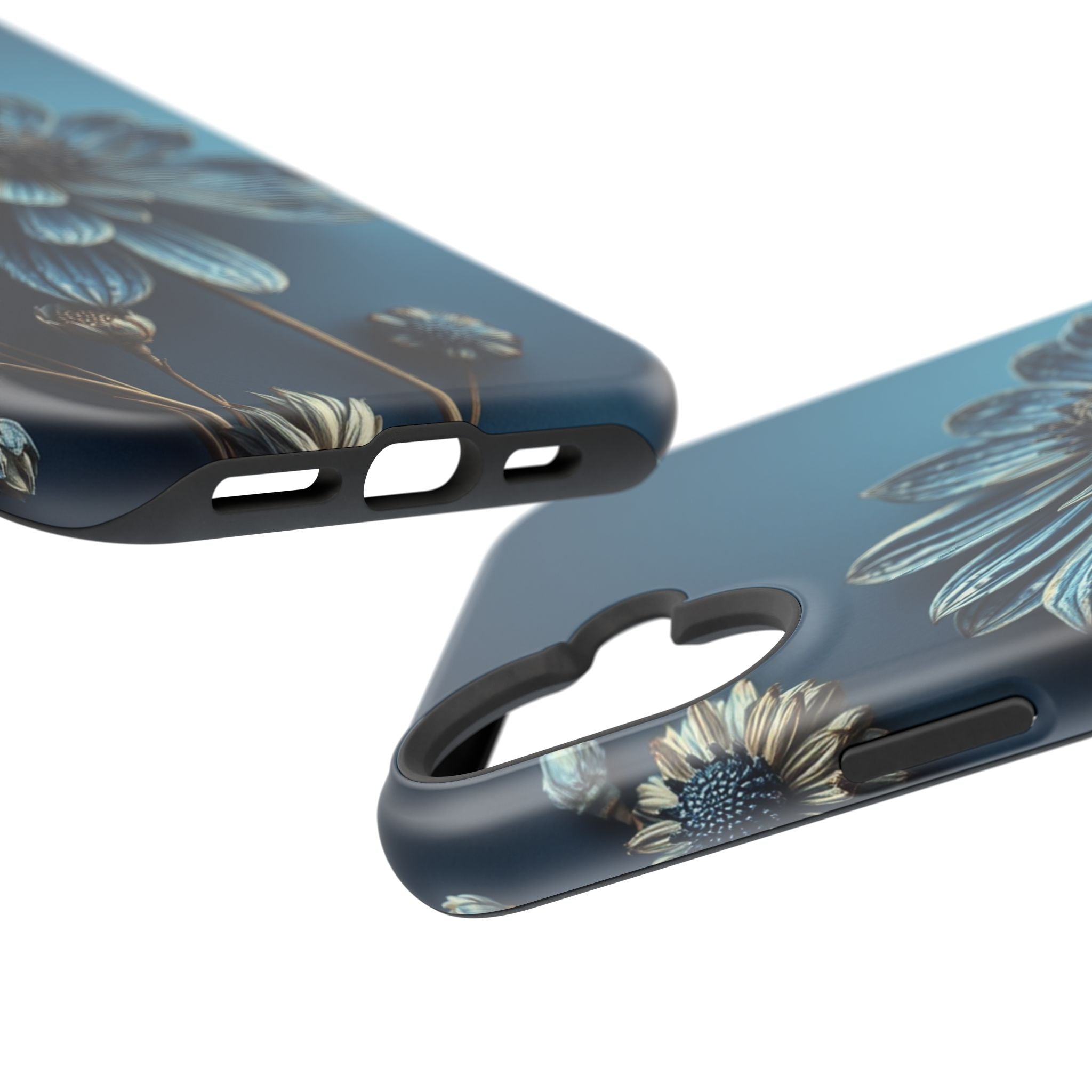 iPhone Midnight Blue And Silver Dried Flower Flat Lay iPhone 15 · iPhone Case
