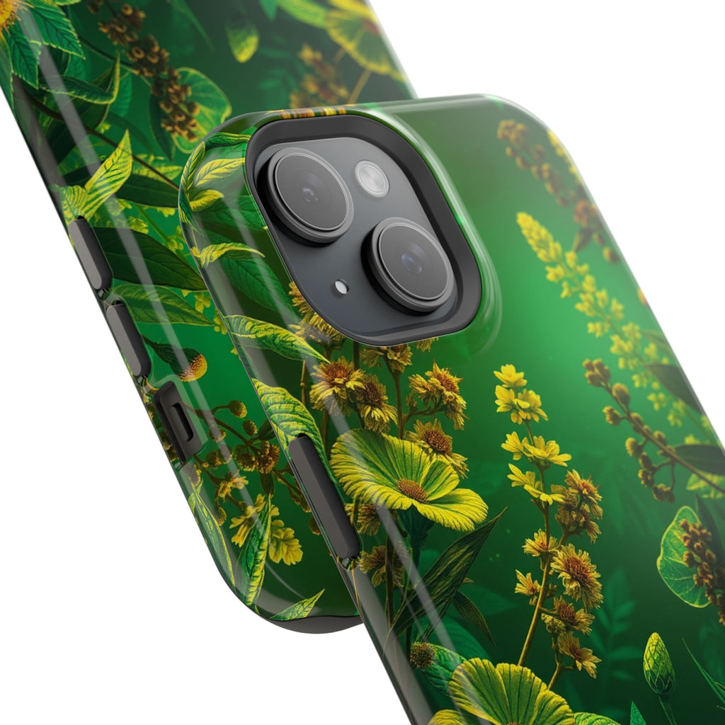 iPhone Emerald Green And Gold Vintage Botanicals Print Slim Snap Case · iPhone C