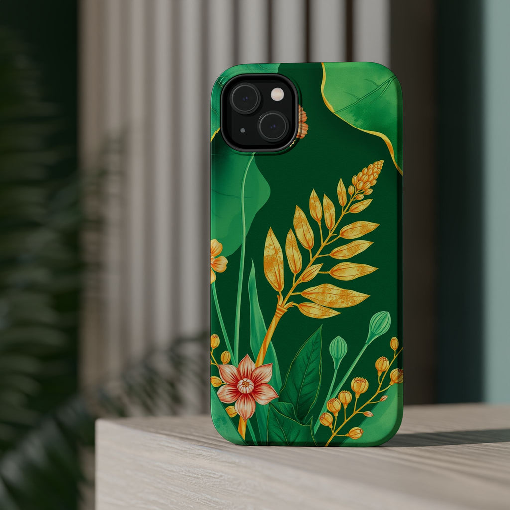 iPhone Emerald Green And Gold Botanical Illustration Ga Slim Snap Case · iPhone