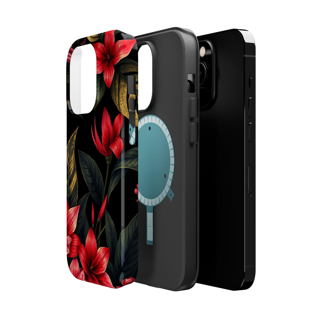 iPhone Black And Crimson Jungle Floral Slim Everyday Designer Case · iPhone Case