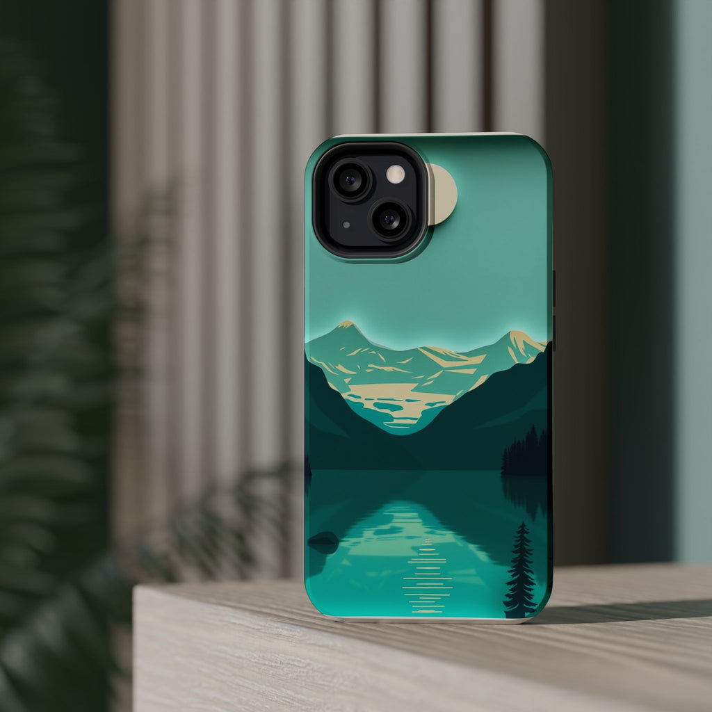 iPhone Glacier Lake Paper Cut Art Bold Modern Everyday Snap Case · iPhone Case