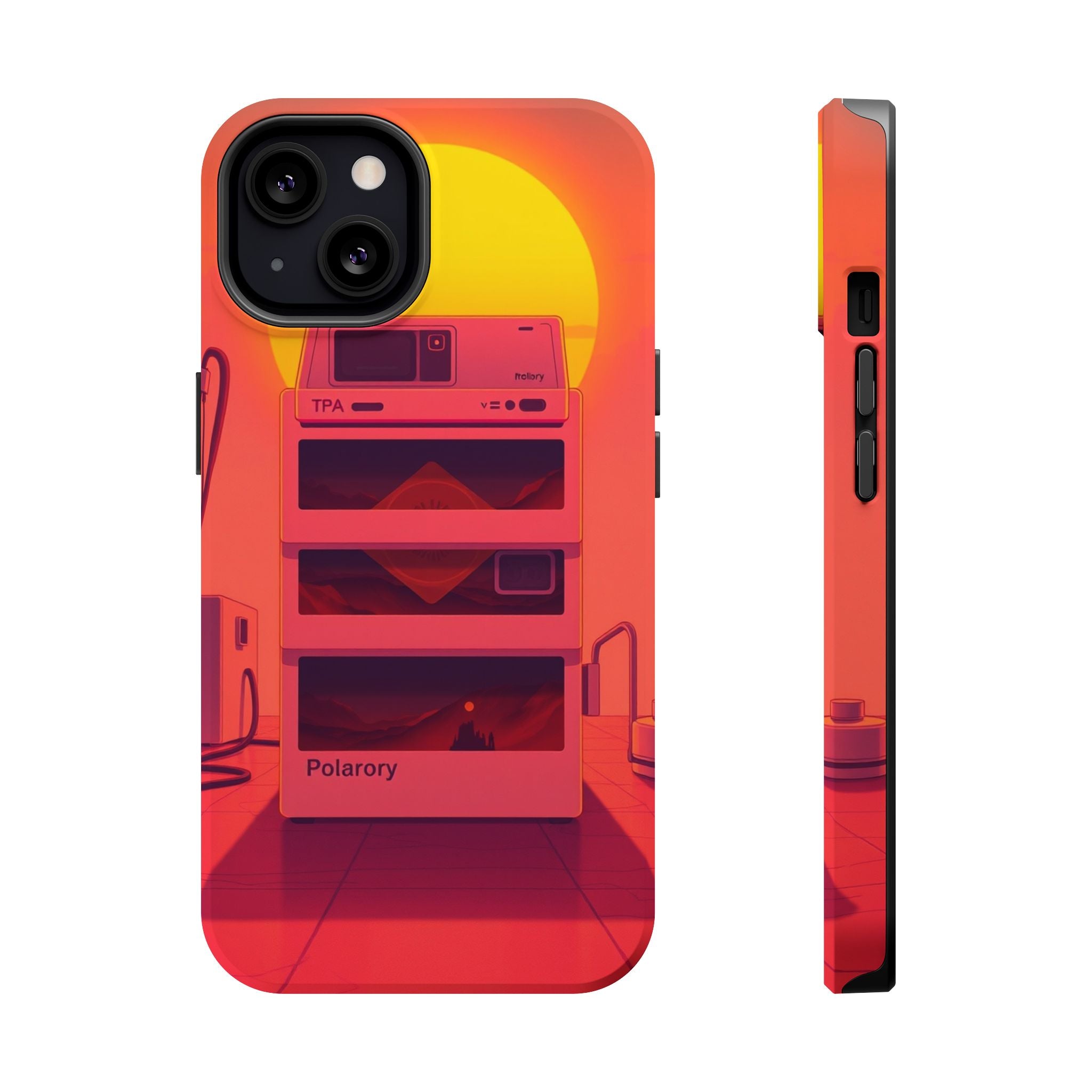 iPhone Polaroid Stack Memory Neon Cyberpunk Slim Everyday Designer Case · iPhone