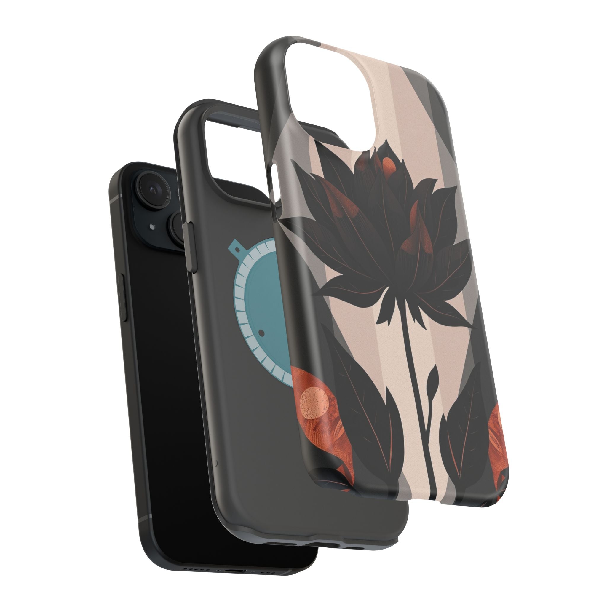 iPhone Charcoal And Copper Floral Silhouette Slim iPhone Everyday · iPhone Case