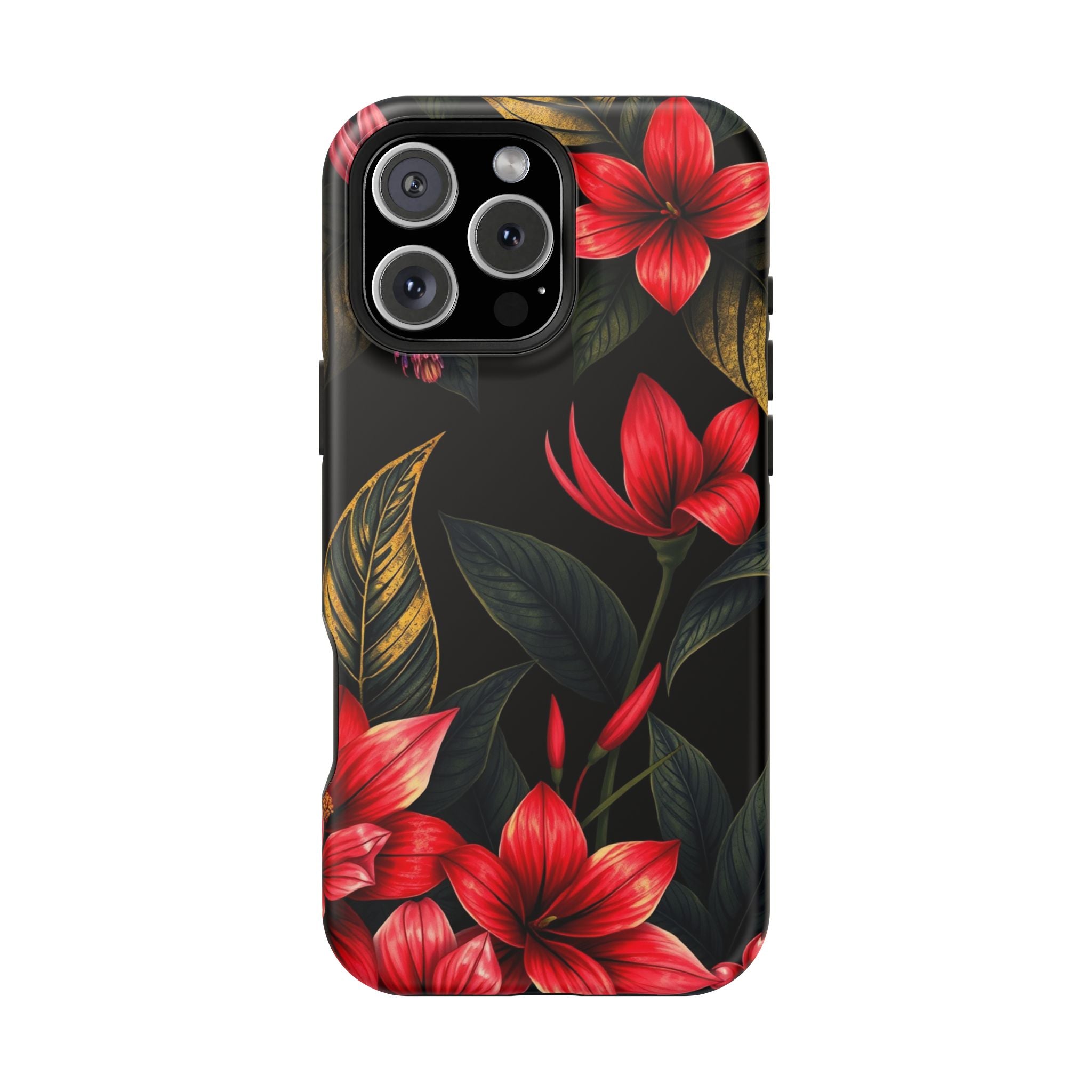 iPhone Black And Crimson Jungle Floral Slim Everyday Designer Case · iPhone Case