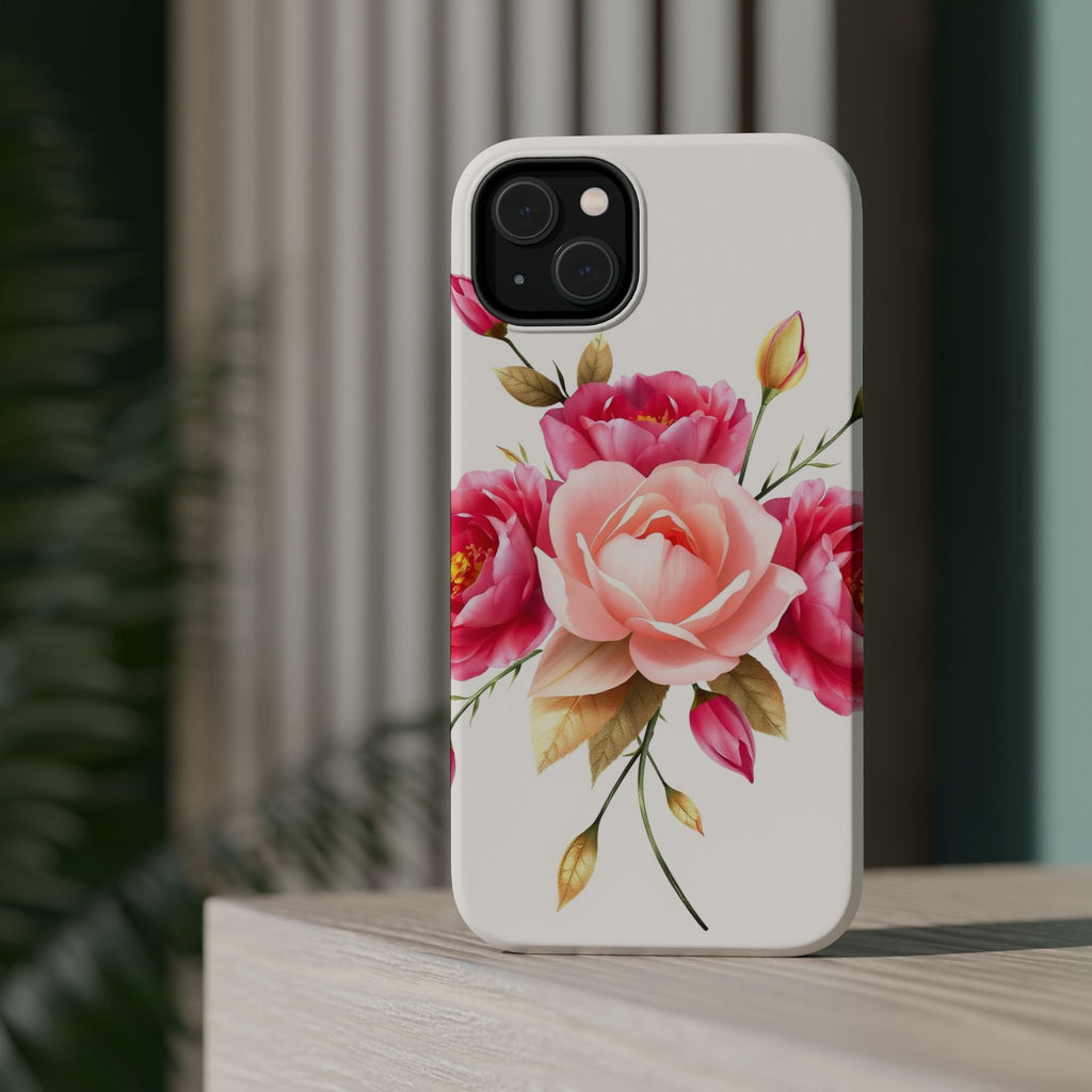 iPhone Rose Pink And Cream Neon Floral Slim Everyday Designer Case · iPhone Case