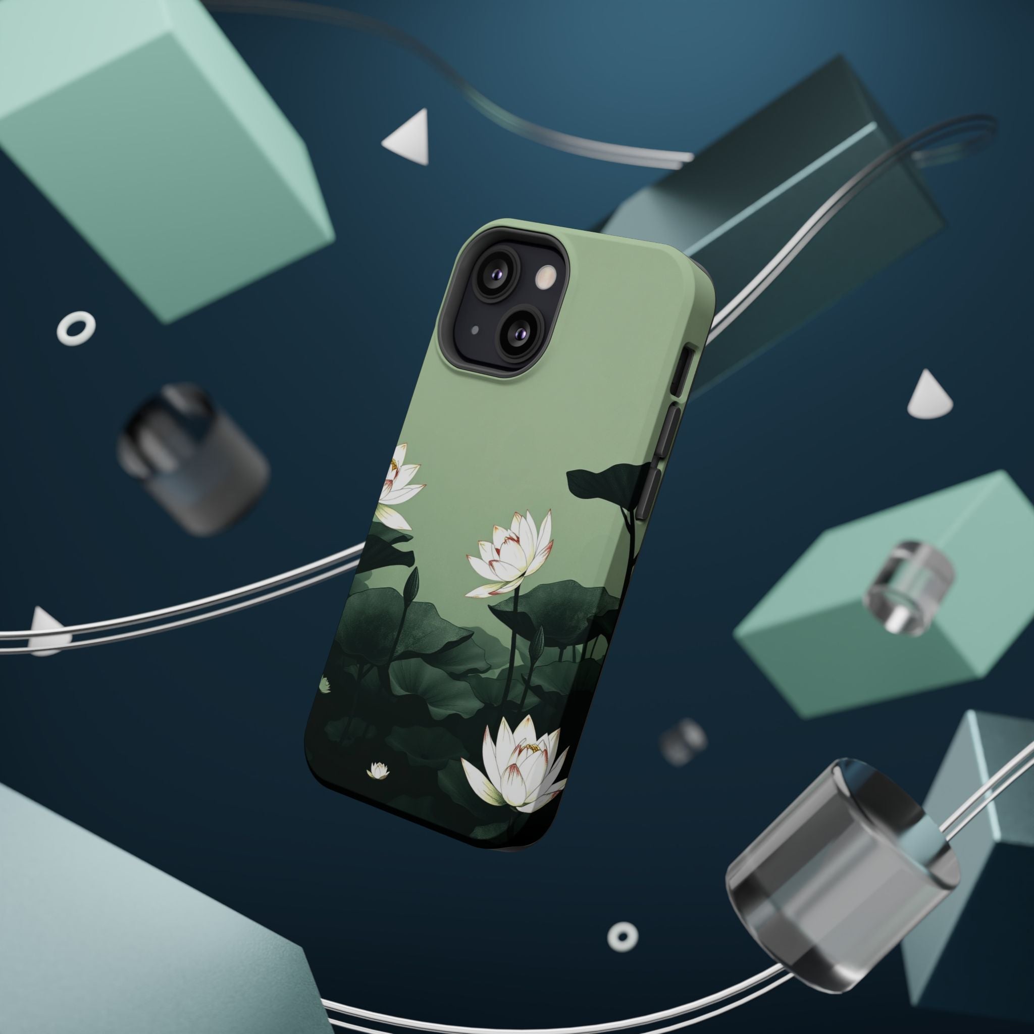 iPhone Sage And Ivory Lotus Pond Bold Modern Everyday Snap Case · iPhone Case