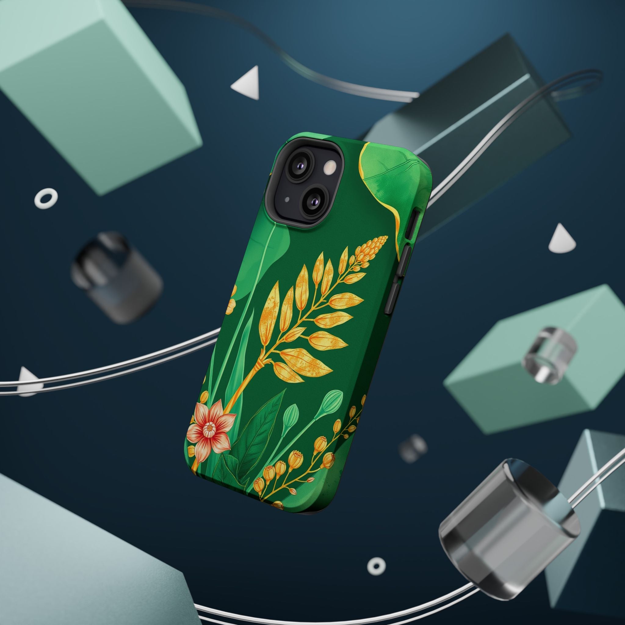 iPhone Emerald Green And Gold Botanical Illustration Ga Slim Snap Case · iPhone