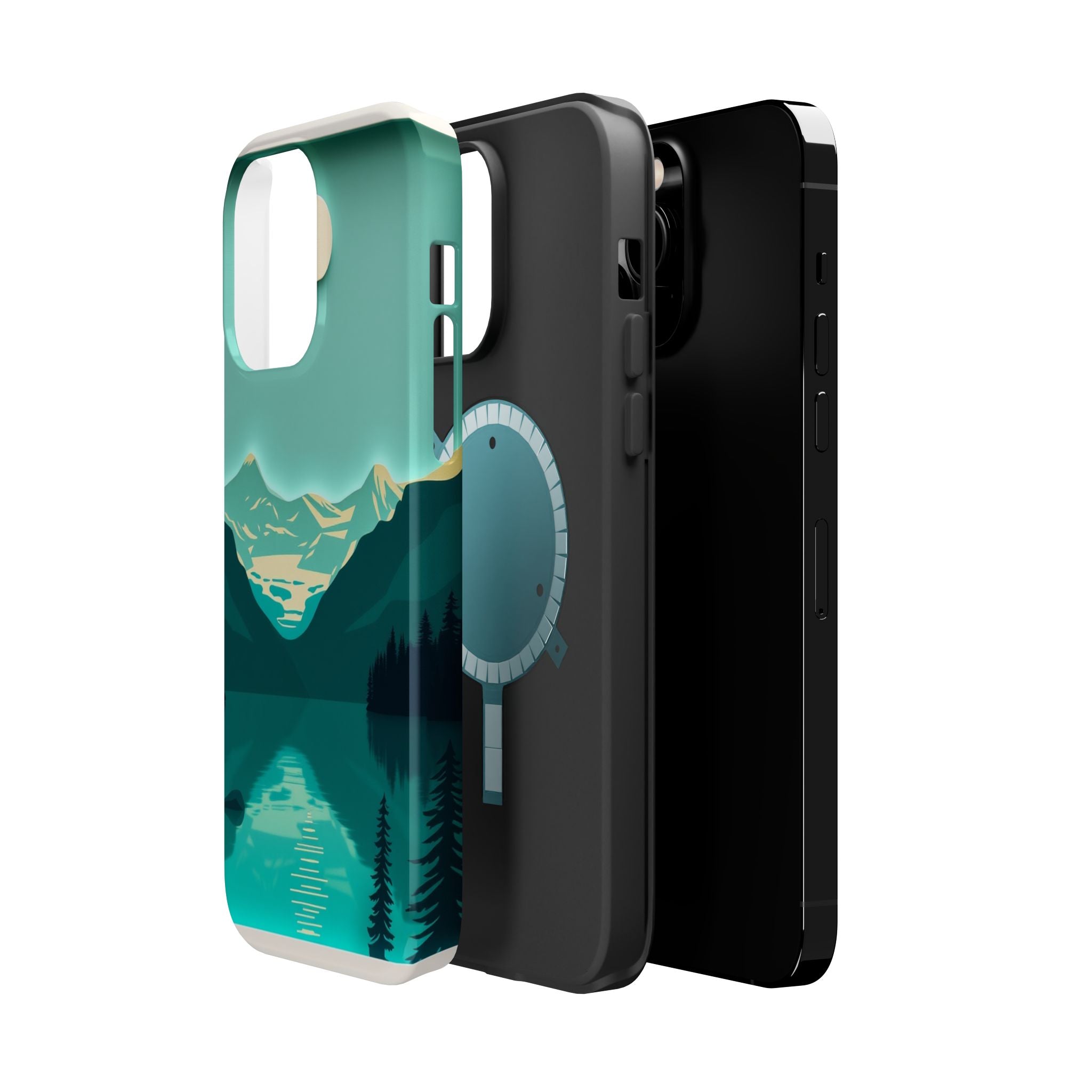 iPhone Glacier Lake Paper Cut Art Bold Modern Everyday Snap Case · iPhone Case