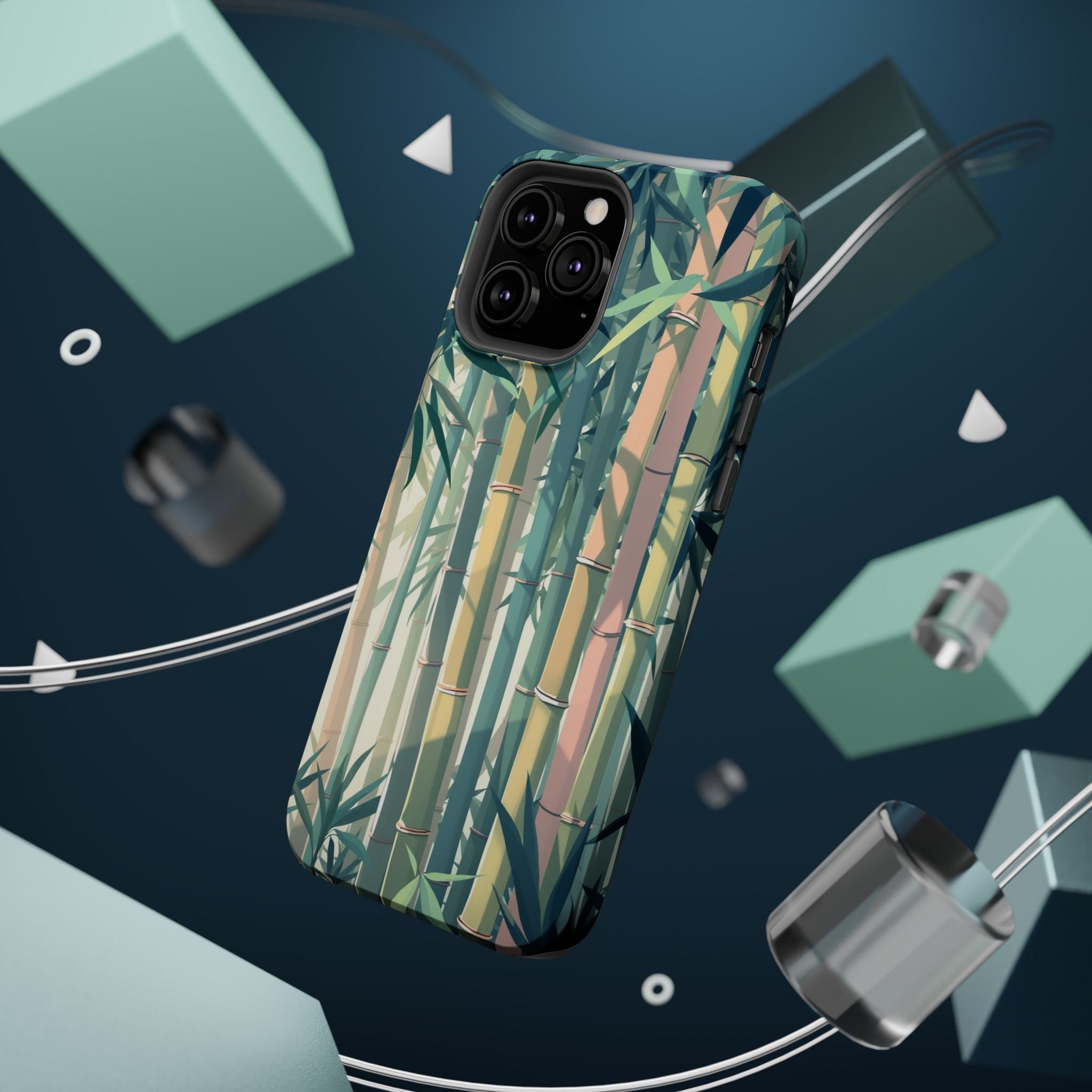 iPhone Mint And Blush Bamboo Grove Bold Modern Everyday Snap Case · iPhone Case