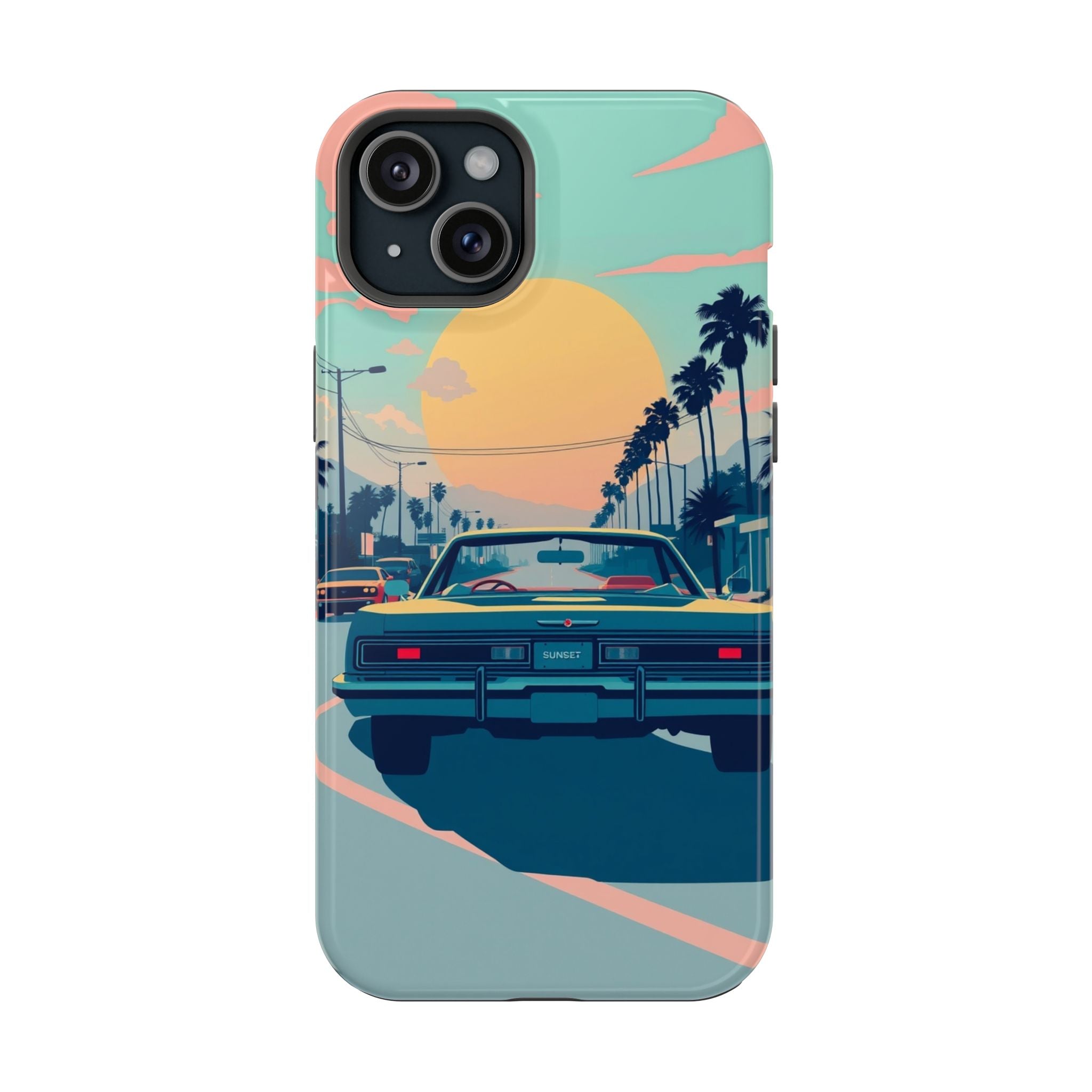 iPhone Sunset Drive 80s Pop Art Bold Slim Everyday Designer Case · iPhone Case