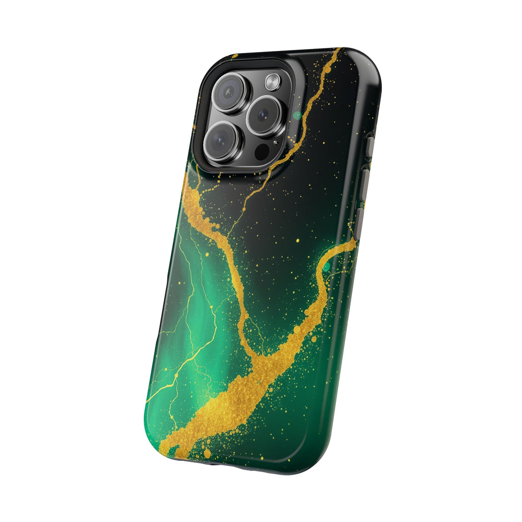 iPhone Emerald Green And Gold Petal Storm Slim iPhone Everyday Designer · iPhone