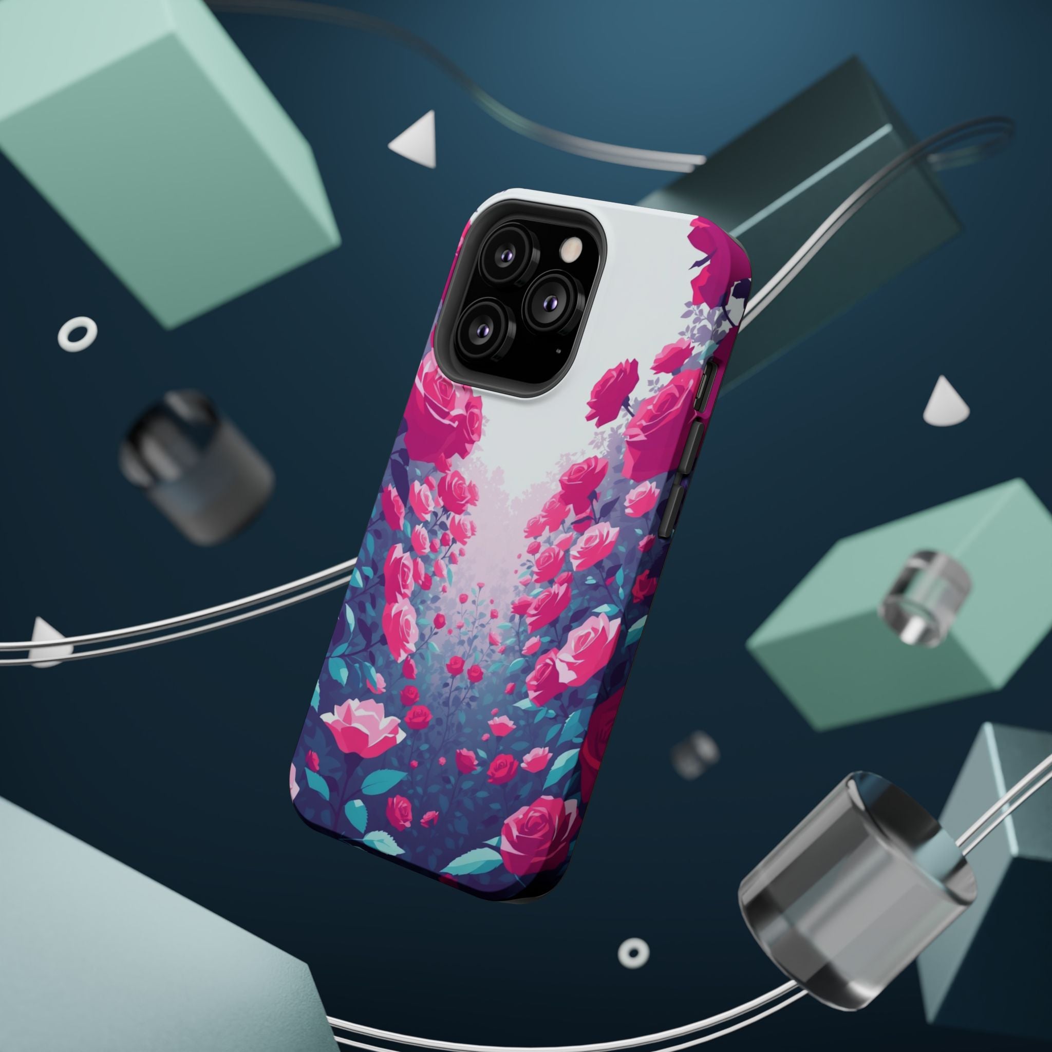 iPhone Cyan And Magenta Rose Garden Slim Everyday Designer Case · iPhone Case
