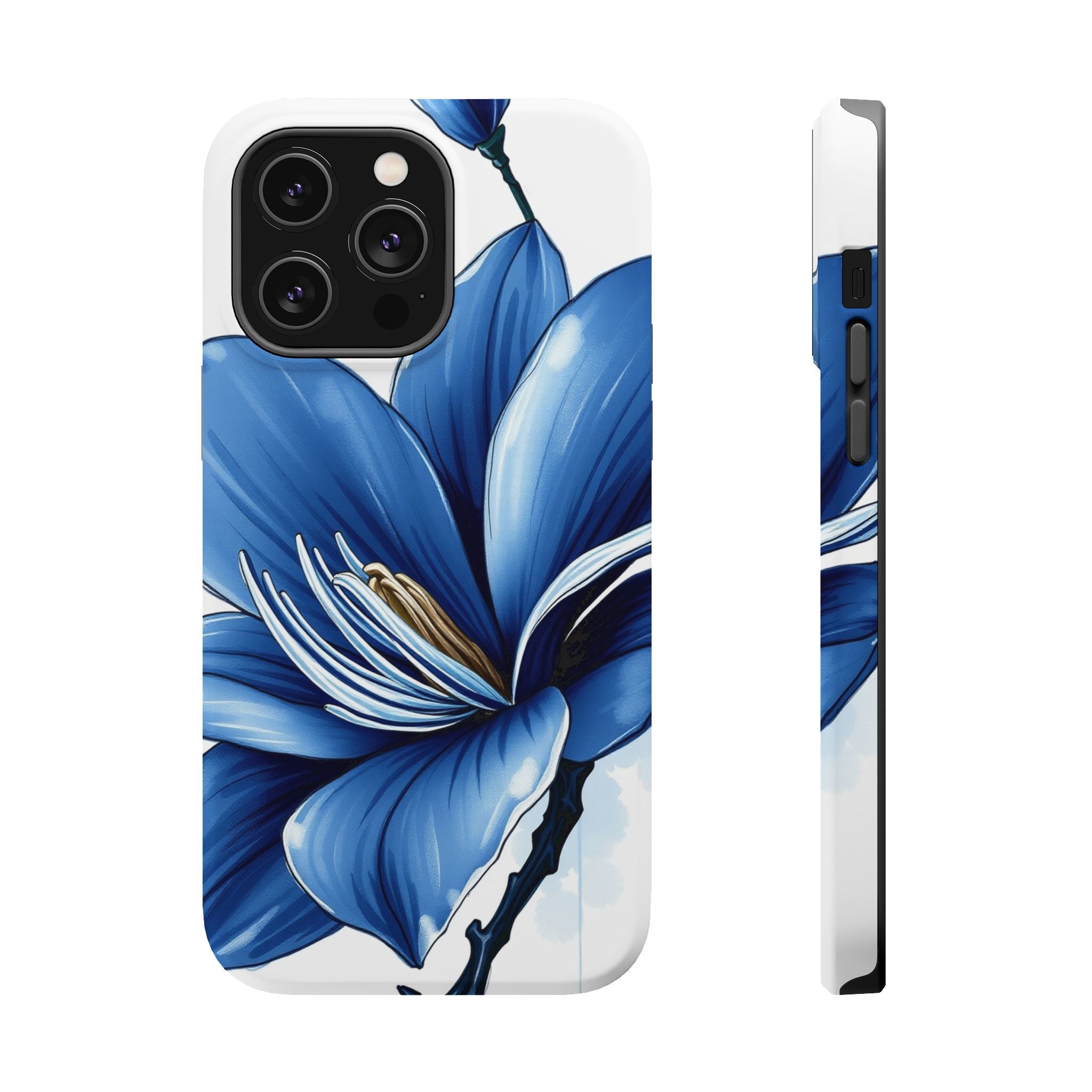 iPhone Midnight Blue And Silver Magnolia Dream Soft iPhone Finish · iPhone Case