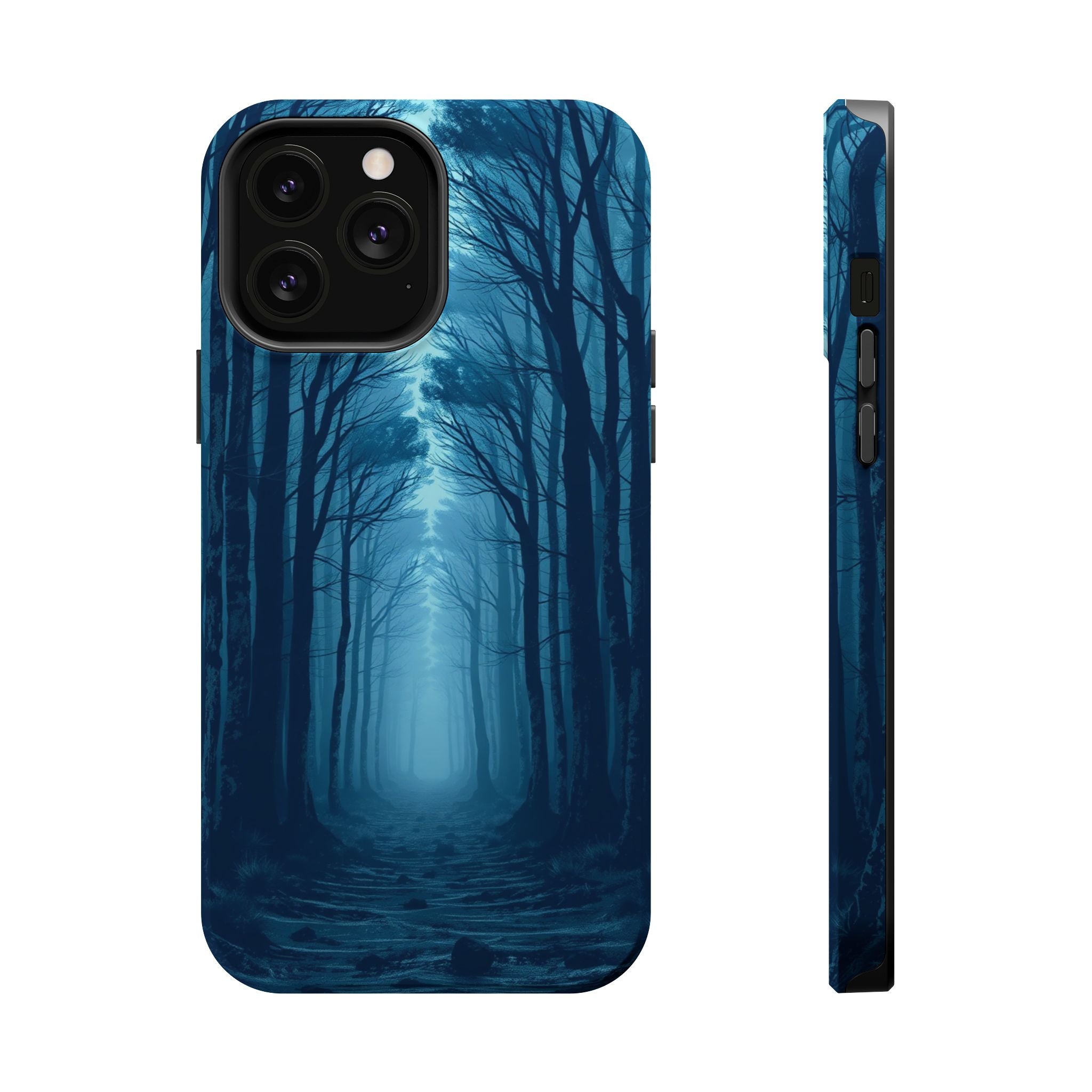 iPhone Midnight Blue And Silver Misty Forest Path iPhone Clean Minimal · iPhone