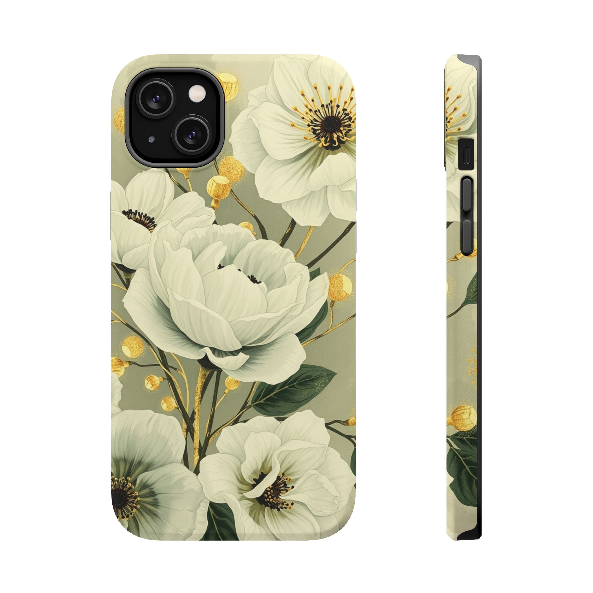 iPhone Sage And Ivory Floral Ink Wash Slim Everyday iPhone 14 Designer · iPhone