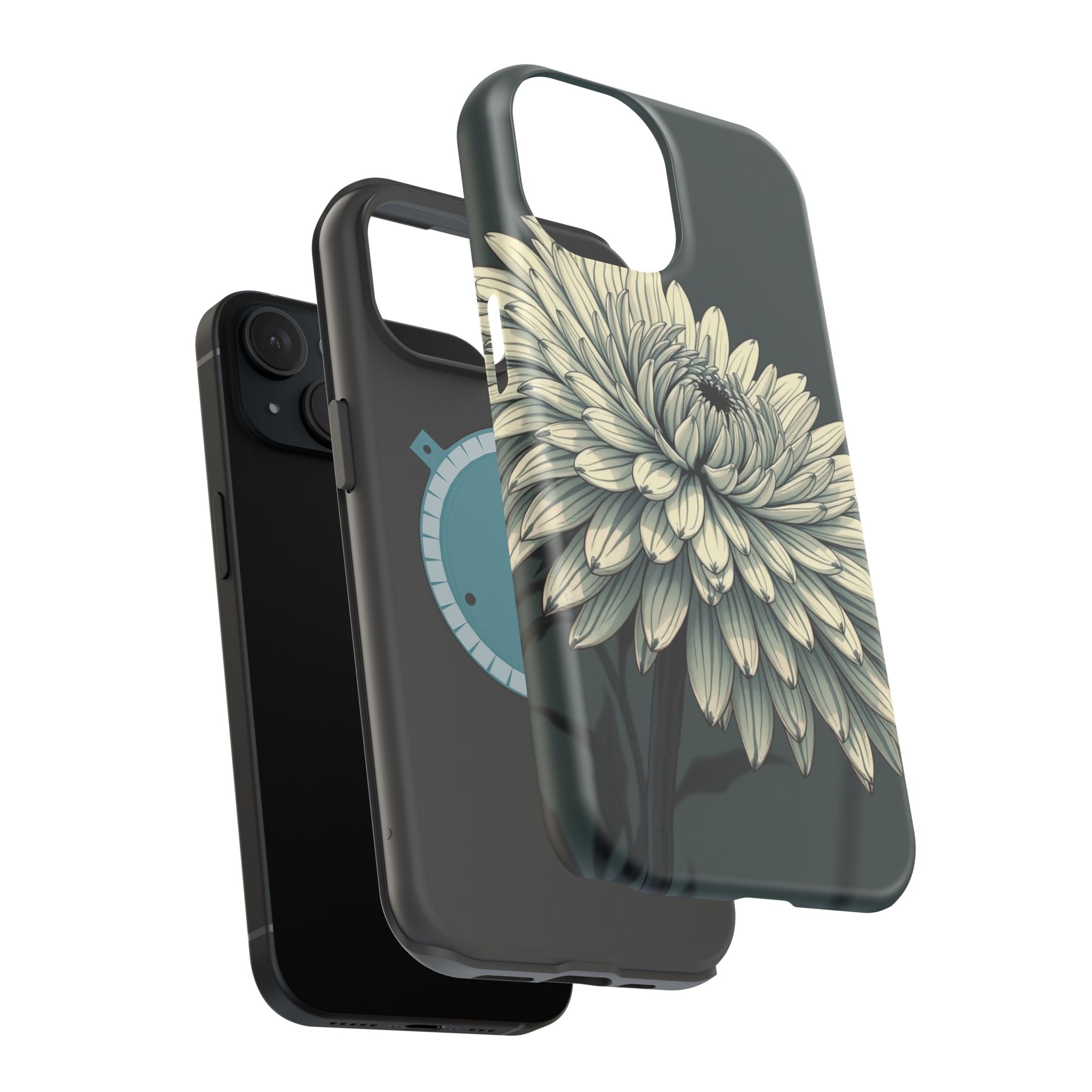 iPhone Chrysanthemum Classic Dark Gothic Ink Carry Case Slim Snap Case · iPhone